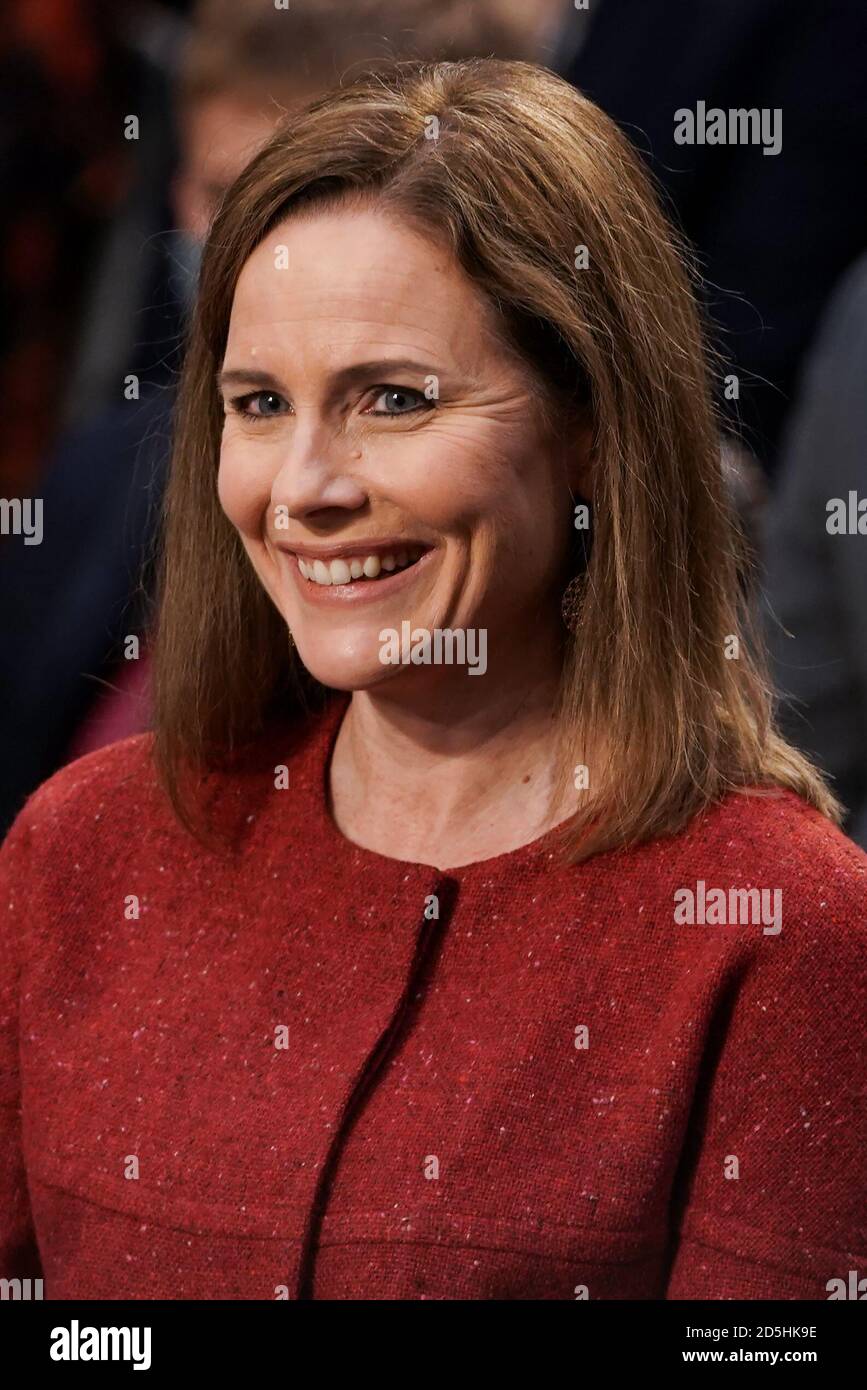 Washington, United States Of America. 13th Oct, 2020. United States President Donald Trump's Supreme Court nominee Judge Amy Coney Barrett testifies during the second day of her Senate Judiciary confirmation hearing on Tuesday, October 13, 2020.Credit: Greg Nash/Pool via CNP | usage worldwide Credit: dpa/Alamy Live News Stock Photo