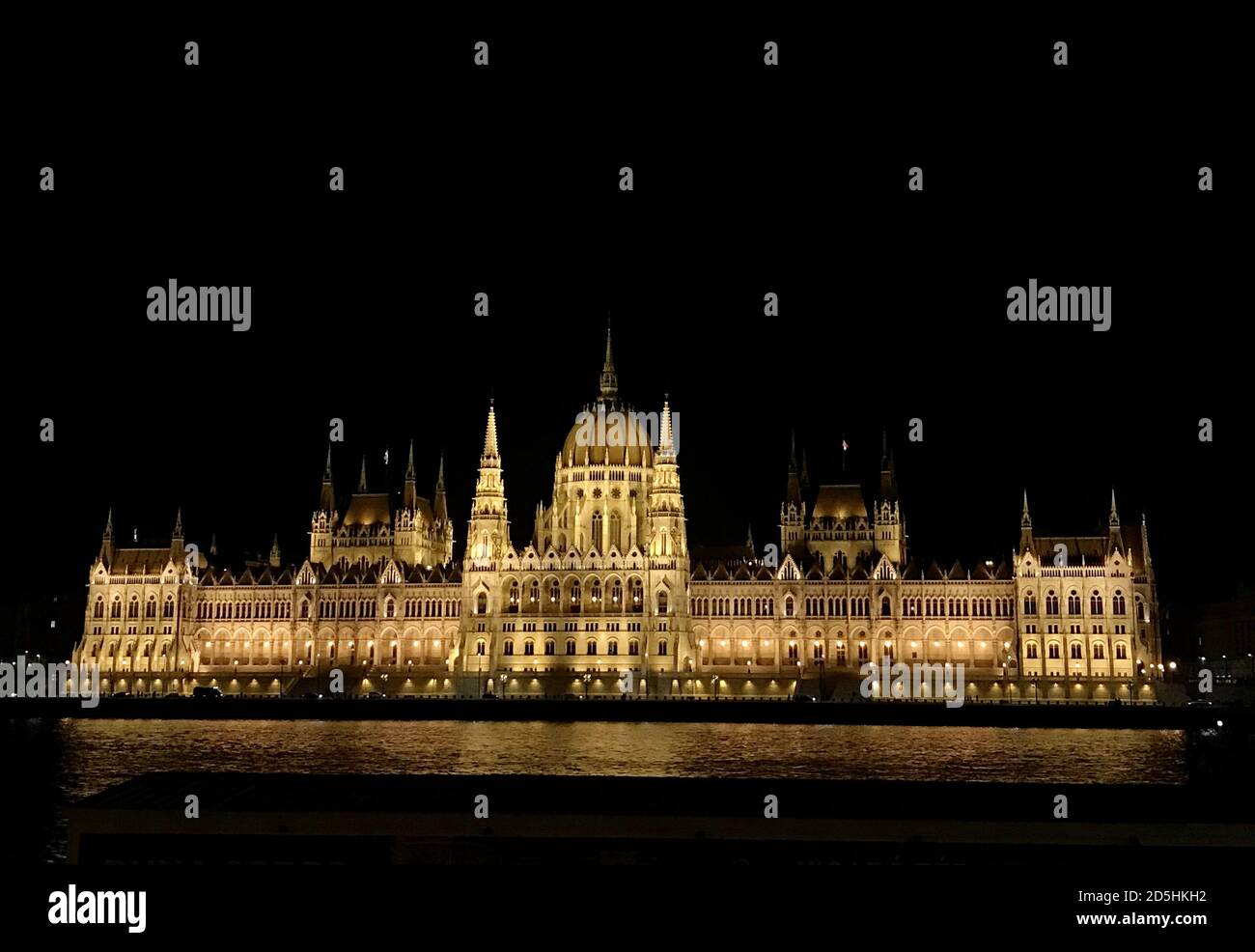 Night shot of Shoes on the Danube Bank in Budapest Hungary Stock Photo