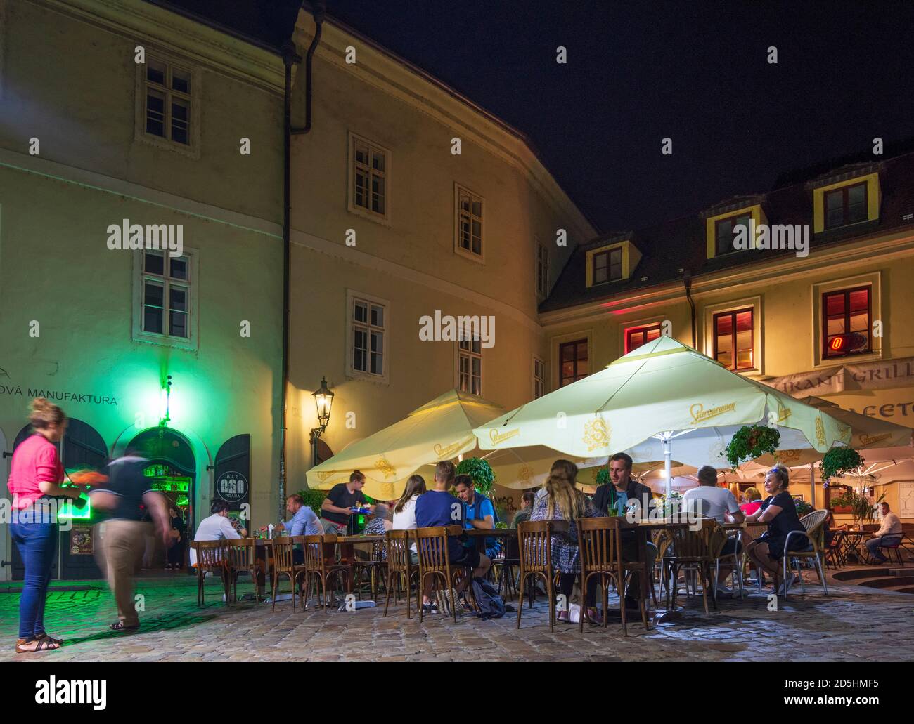 Praha: outdoor restaurant in Stare Mesto, Old Town, Praha, Prag, Prague, Czech Stock Photo