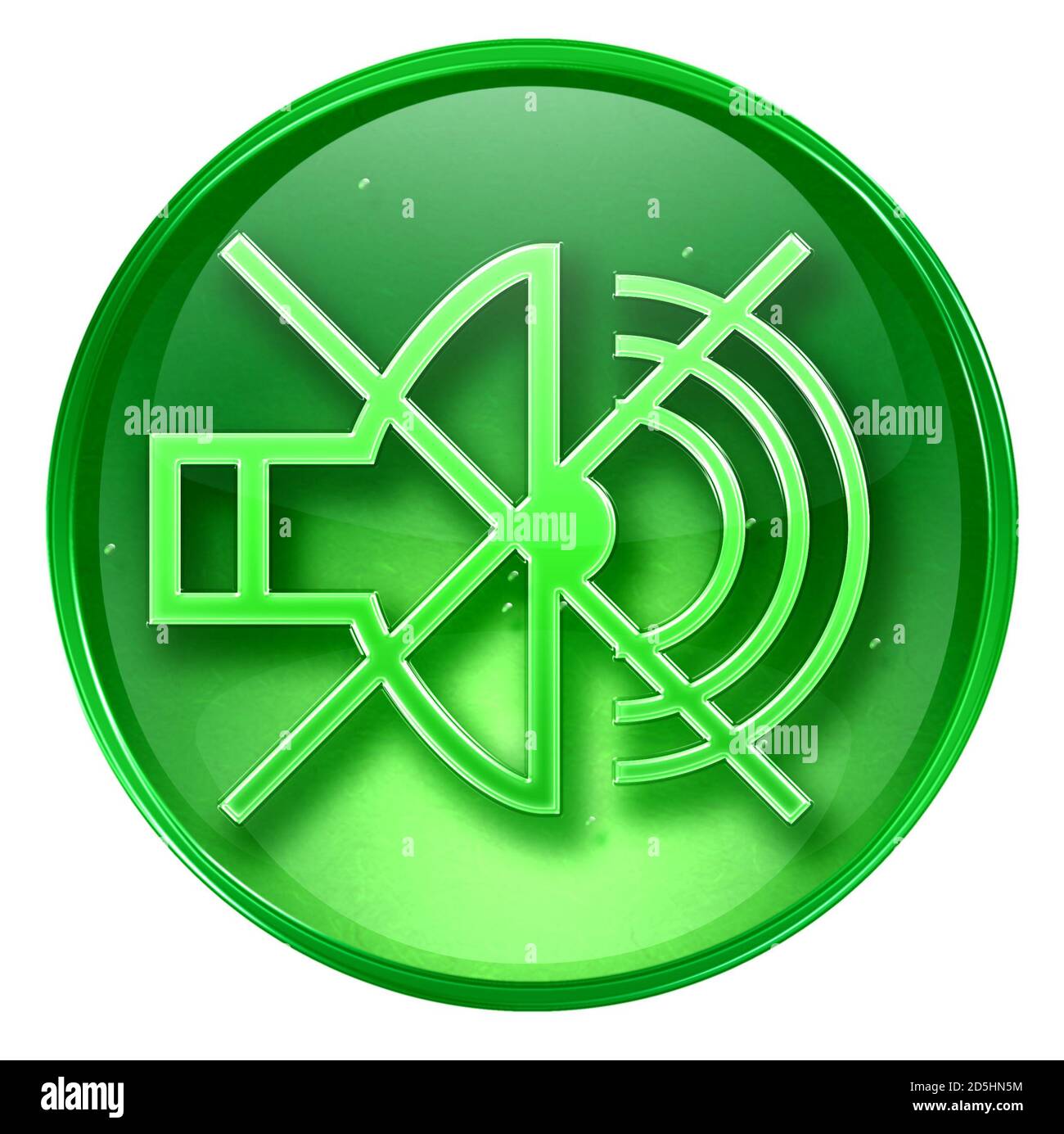 music off icon green, isolated on white background Stock Photo - Alamy