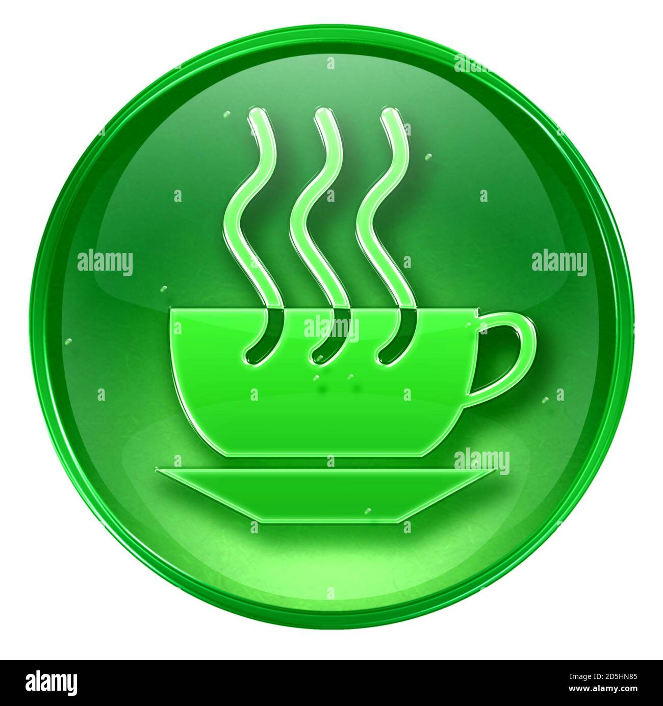 Coffee cup icon green, isolated on white background. Stock Photo