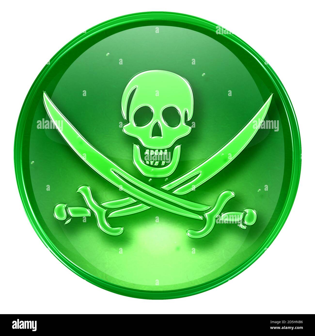 Pirate icon green, isolated on white background. Stock Photo