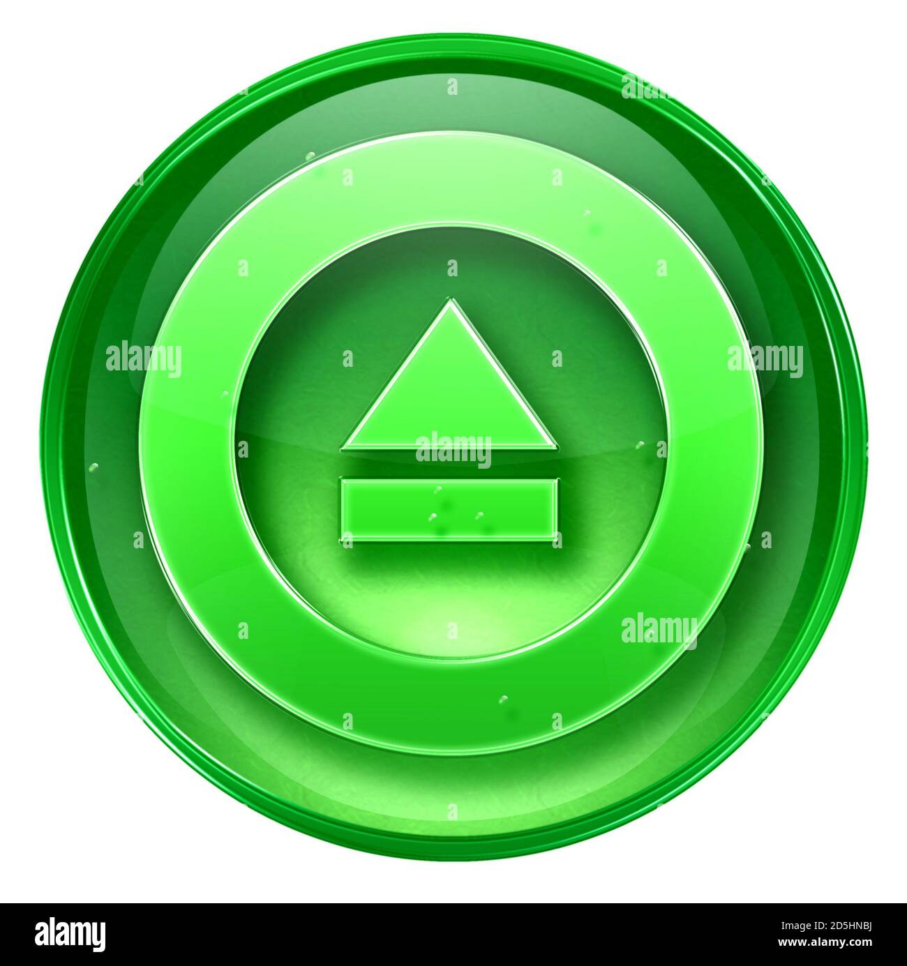 Eject icon green, isolated on white background Stock Photo - Alamy