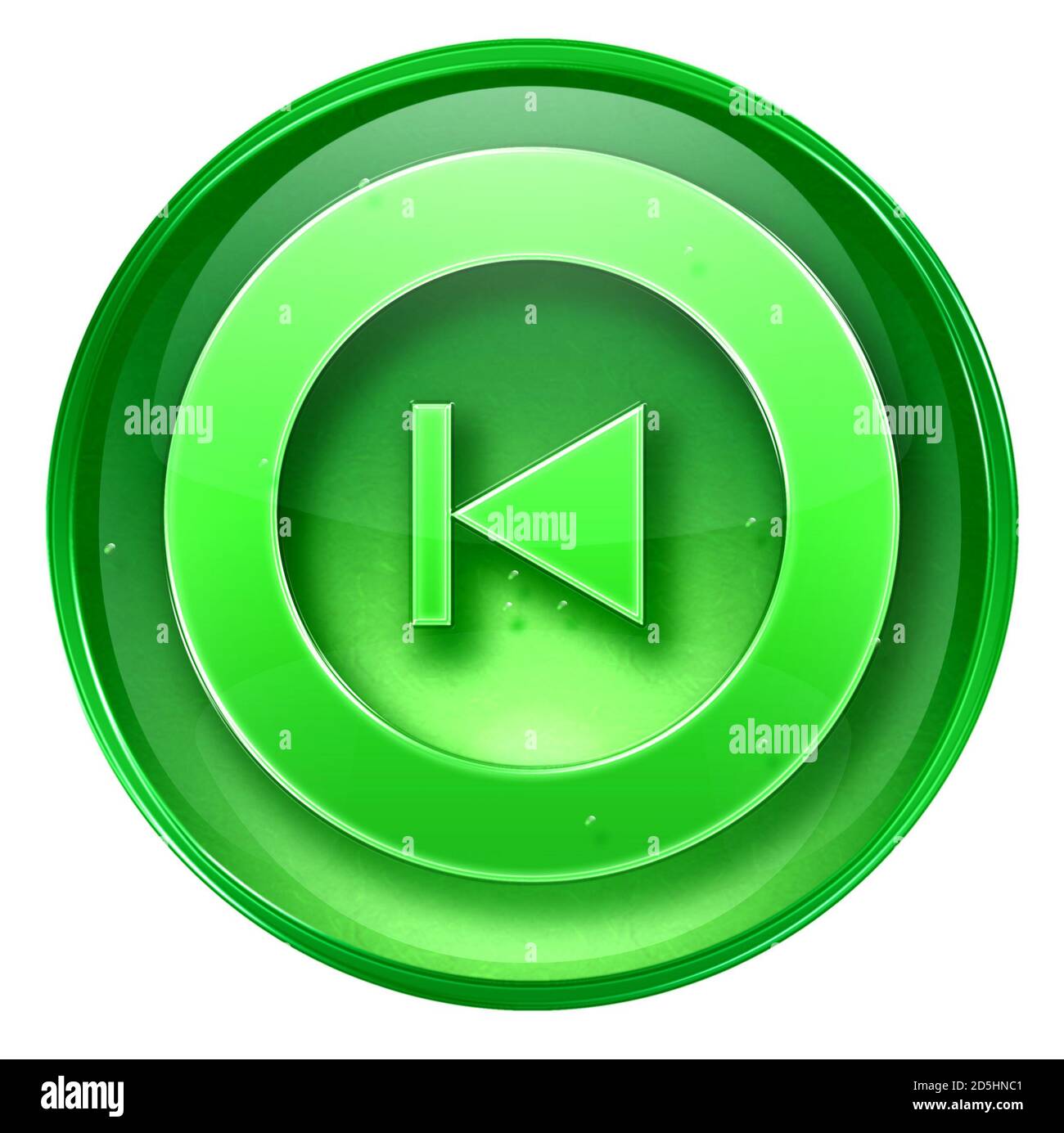 Rewind Back icon green, isolated on white background. Stock Photo