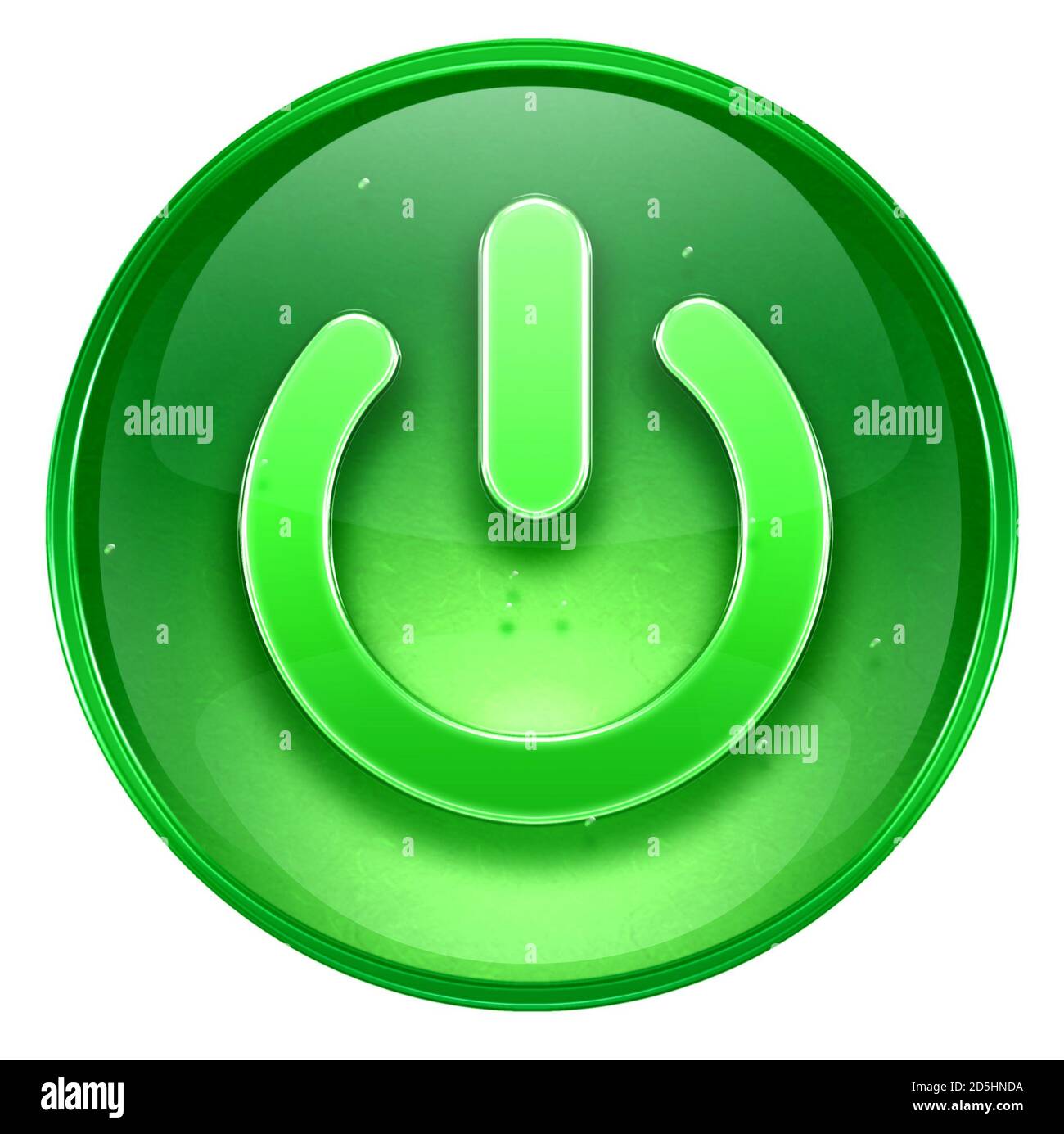 power button green, isolated on white background. Stock Photo