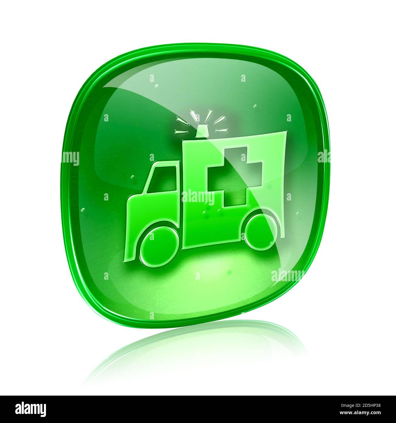 First aid icon green glass, isolated on white background Stock Photo