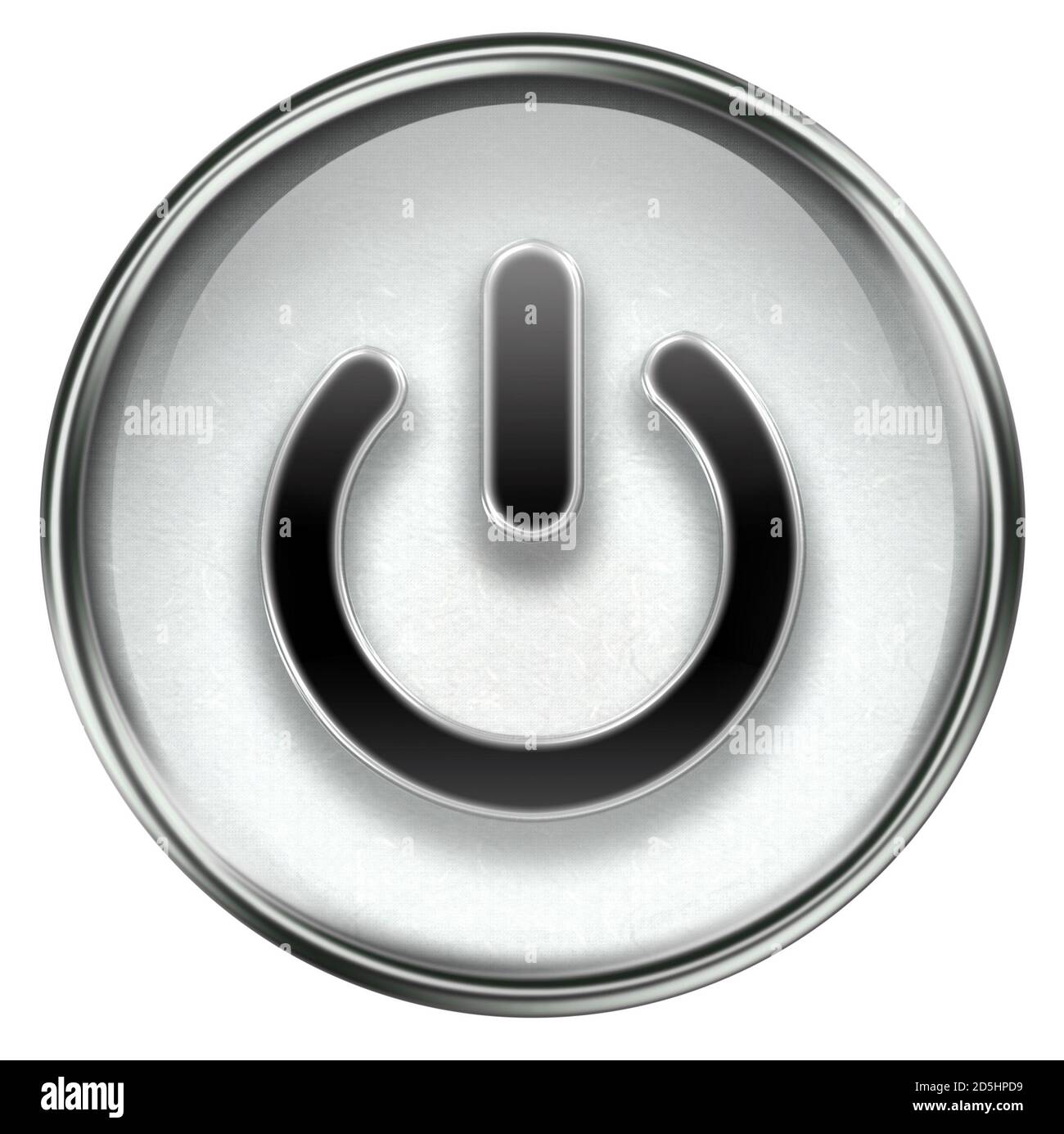 power button grey, isolated on white background. Stock Photo