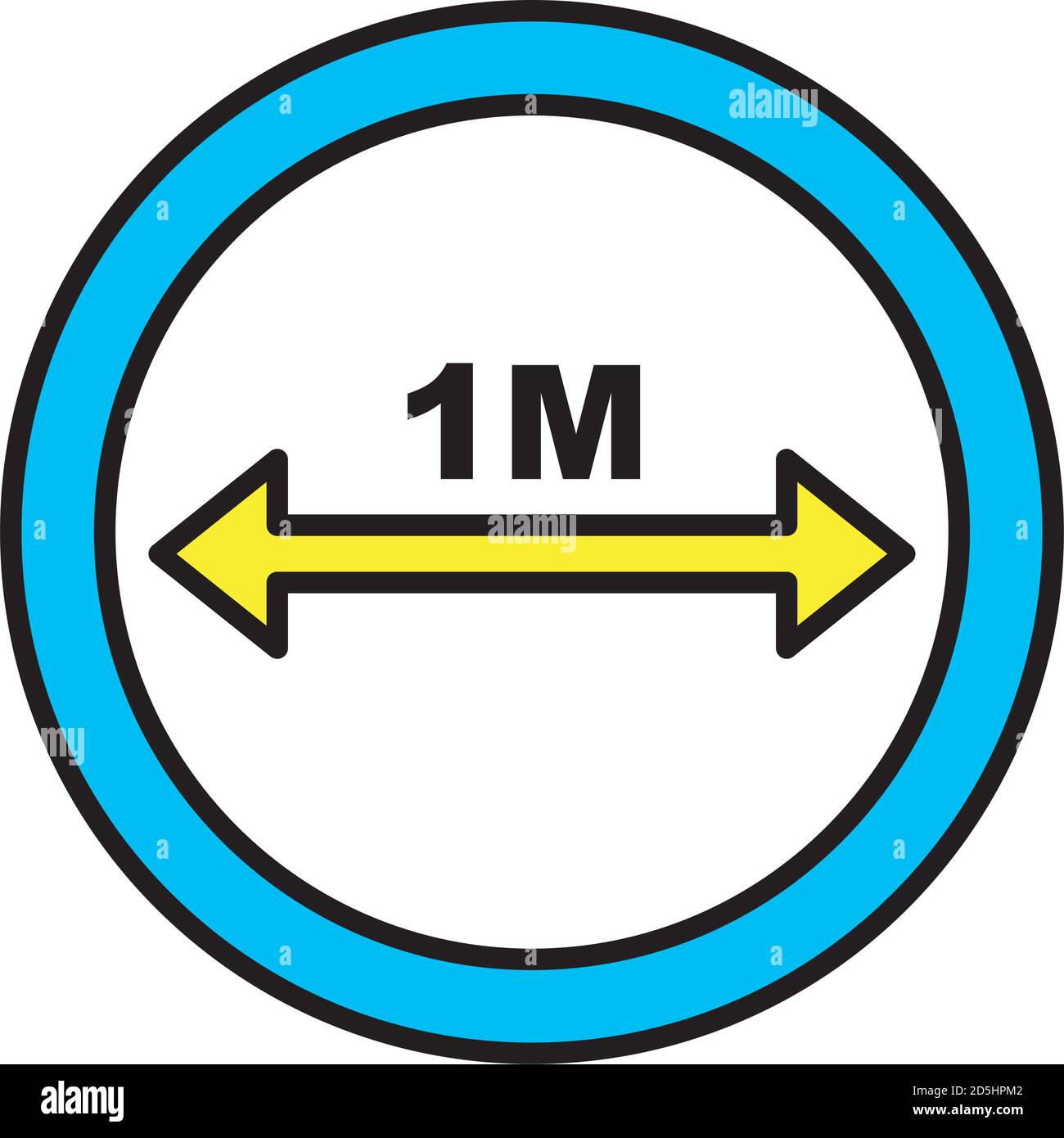 1 meter social distancing road sign line and fill style icon vector ...