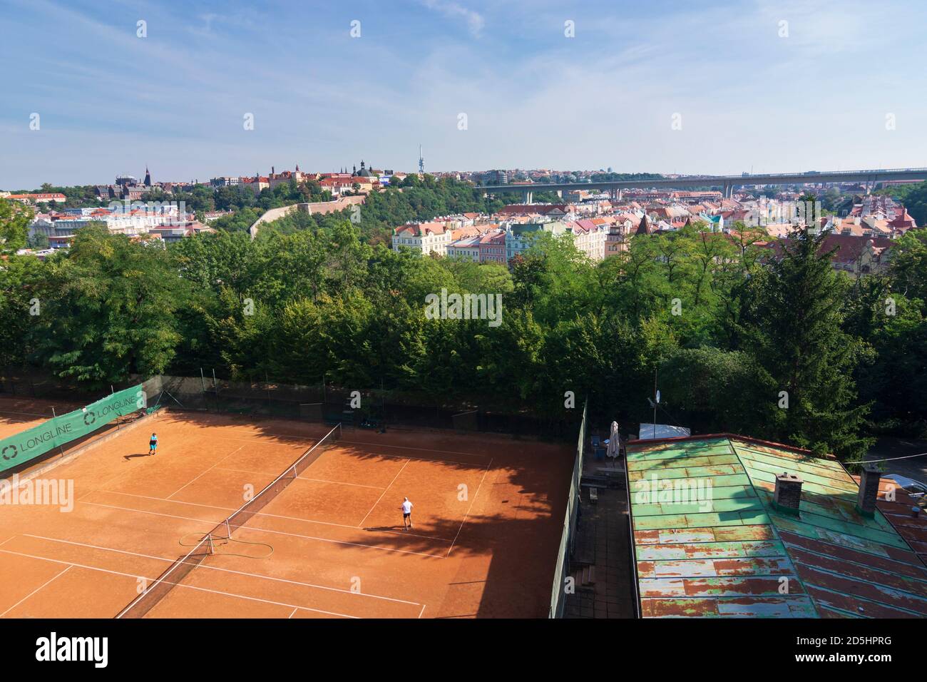 Praha: tennis court at Vysehrad (Wyschehrad) fort in Vysehrad, Praha, Prag, Prague, Czech Stock Photo