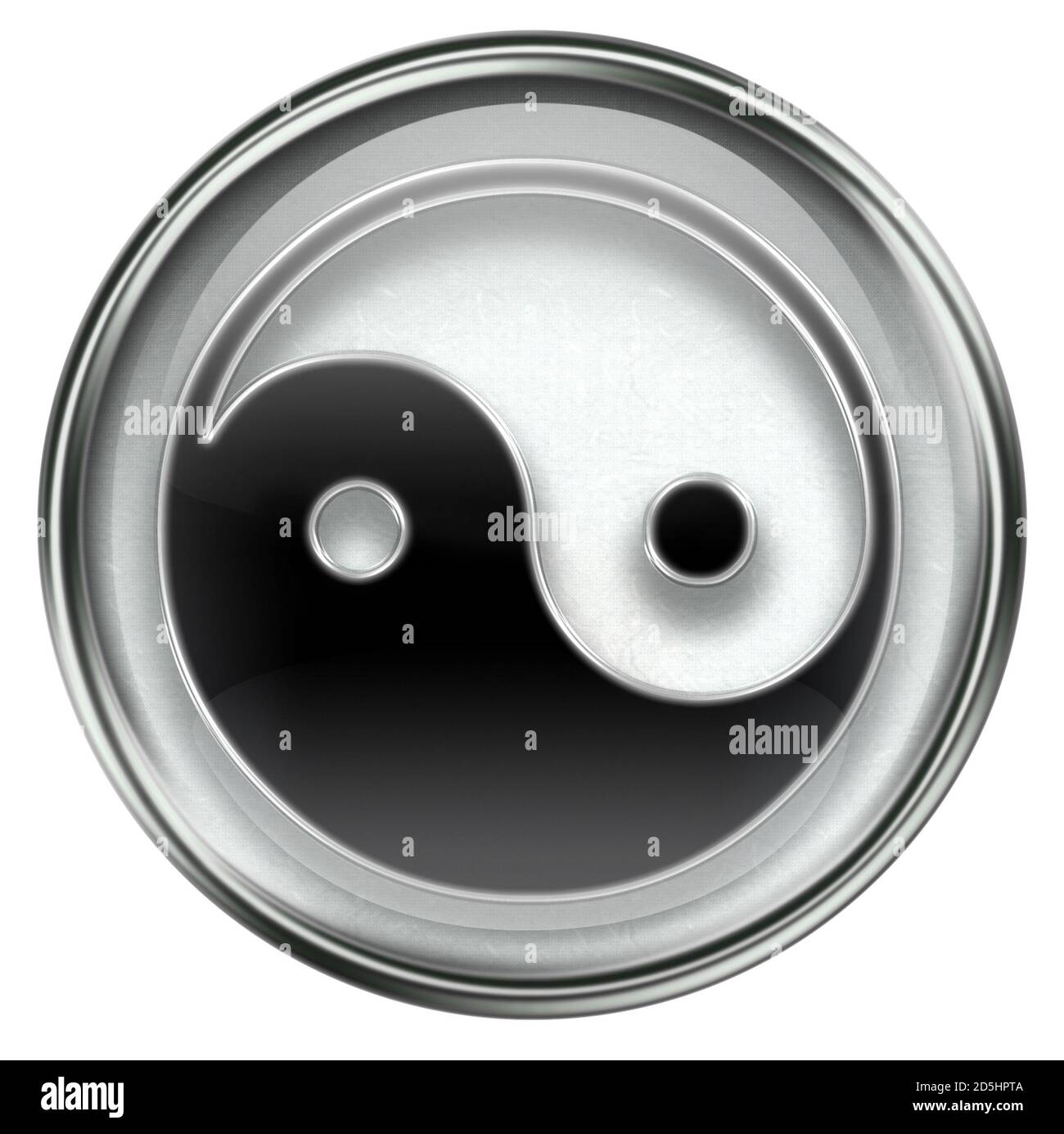 yin yang symbol icon grey Stock Photo