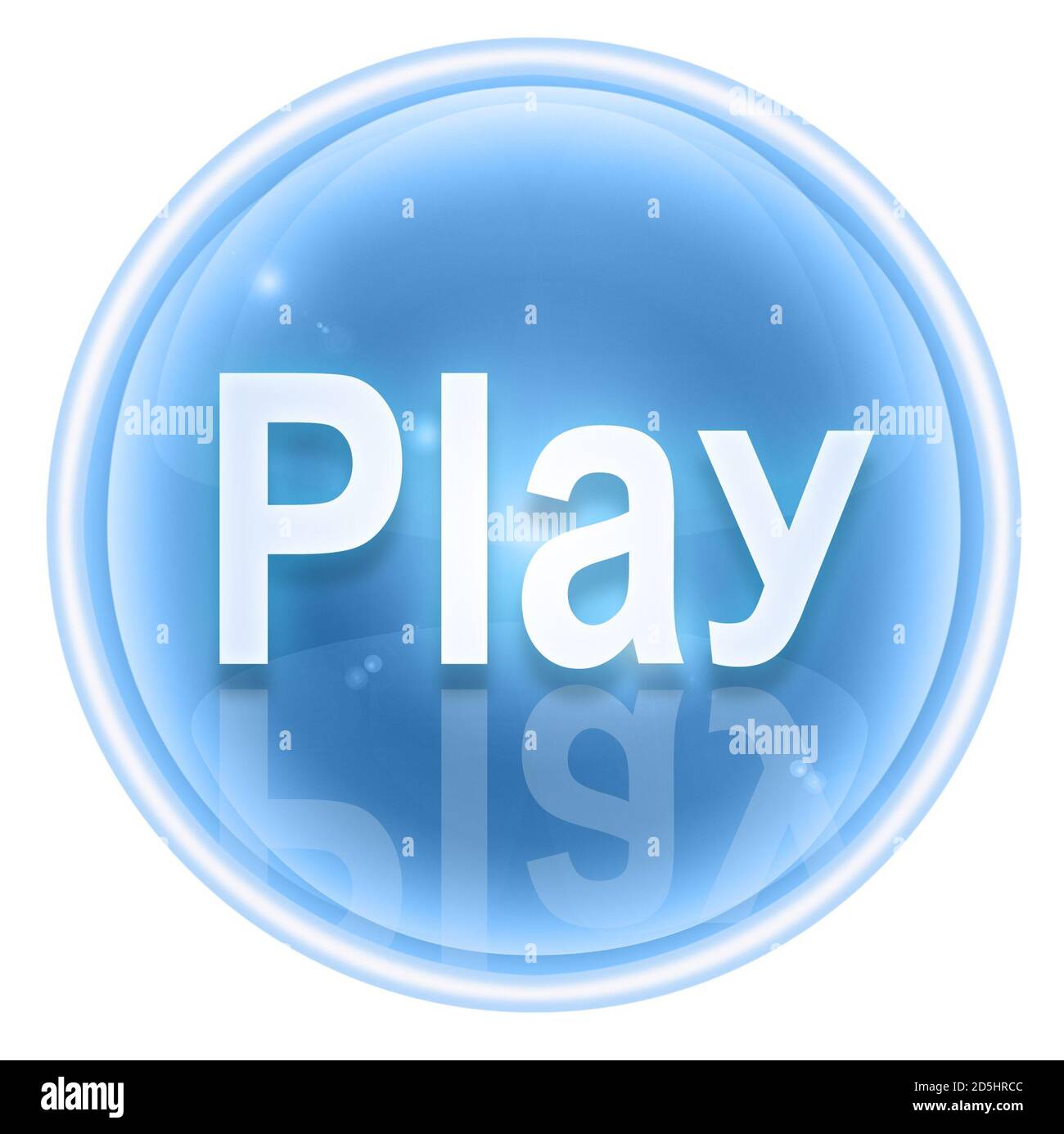 Play icon ice, isolated on white background Stock Photo