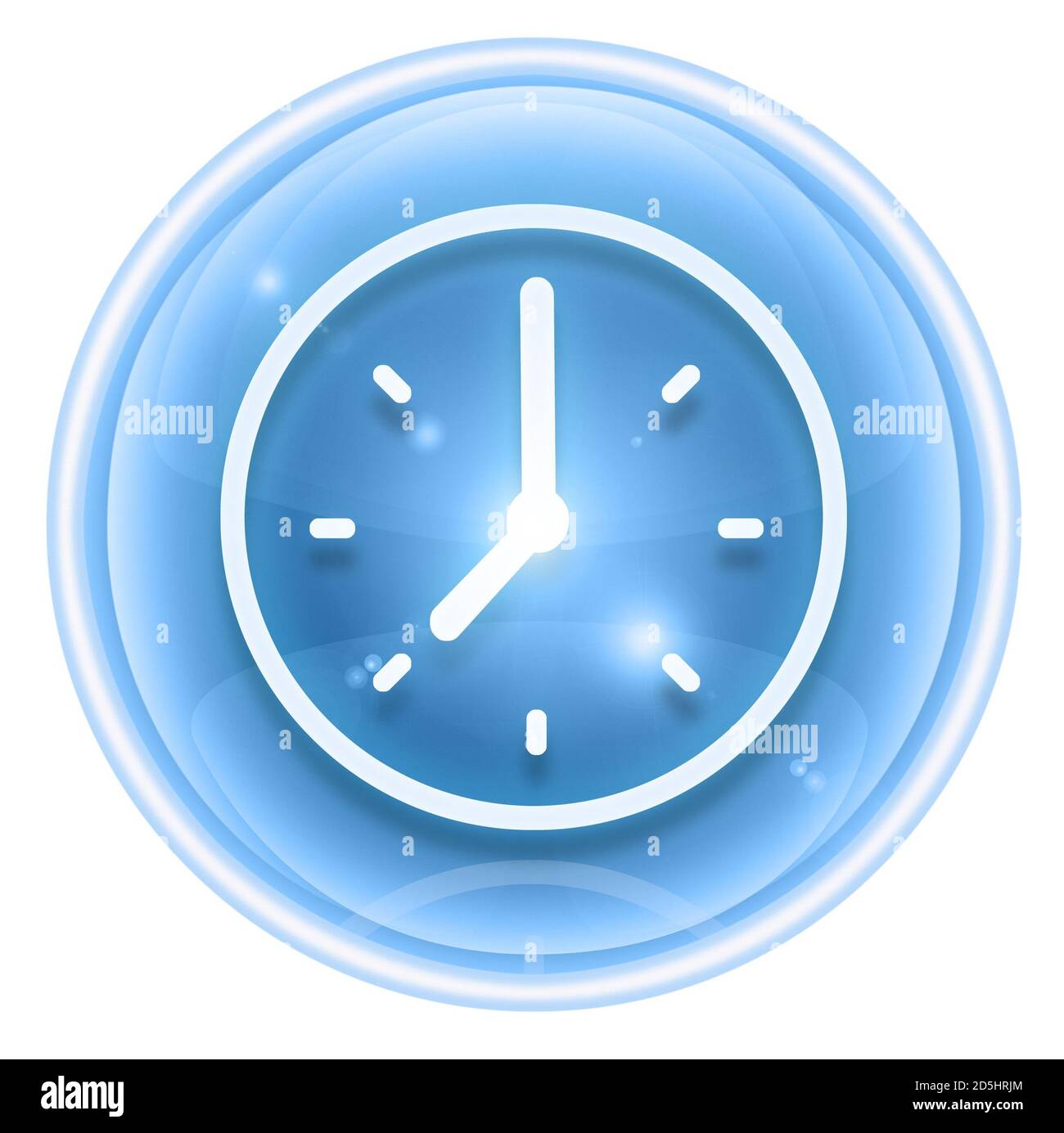 clock icon ice, isolated on white background. Stock Photo