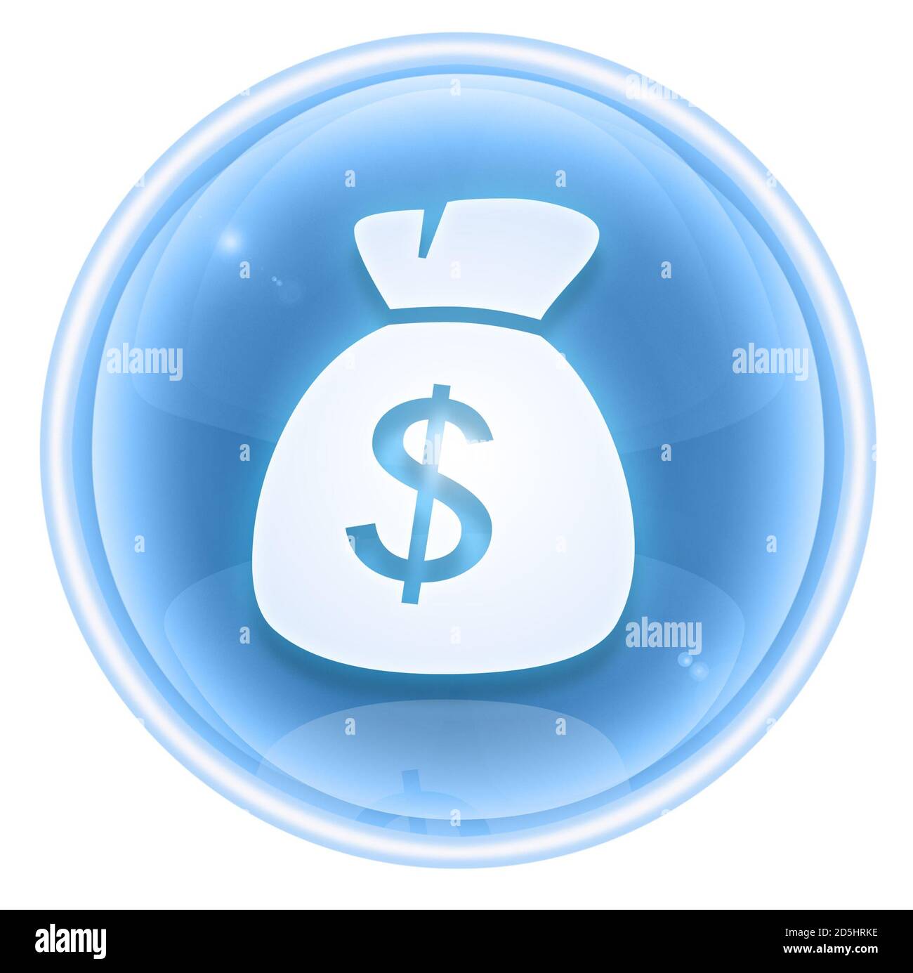 dollar icon ice, isolated on white background. Stock Photo