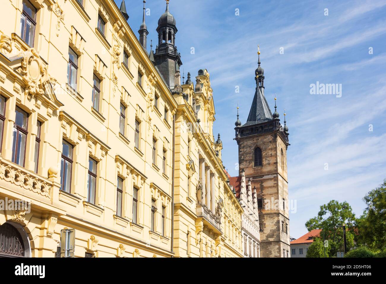 Praha: New Town Hall  at Charles Square, park in Nove Mesto, New Town, Praha, Prag, Prague, Czech Stock Photo