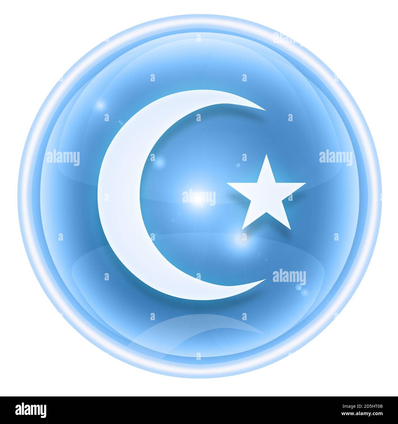 moon and star icon ice, isolated on white background. Stock Photo