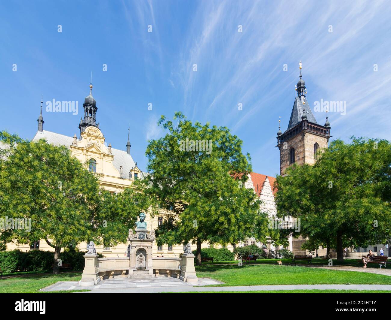 Praha: New Town Hall  at Charles Square, park in Nove Mesto, New Town, Praha, Prag, Prague, Czech Stock Photo