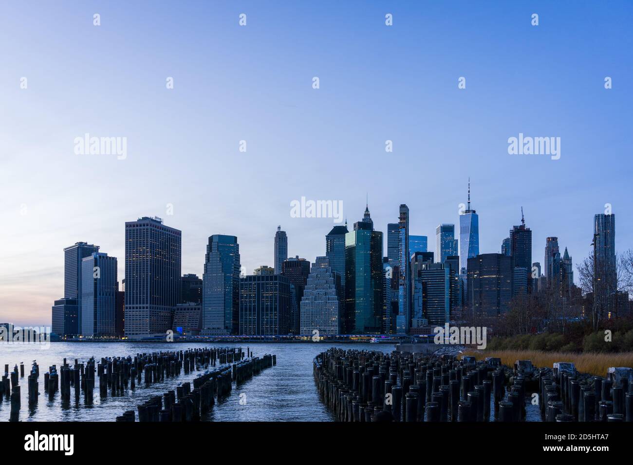 New York City skyline panorama with skyscrapers over East River Stock ...