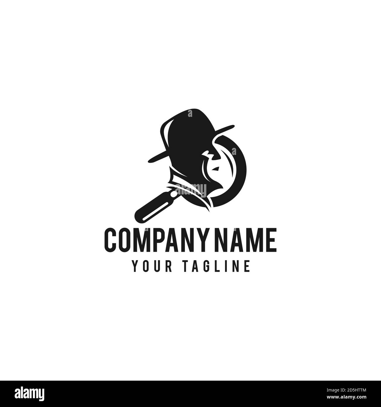 Spy detective design template. Criminal internet hacker logo. Investigation concept. Vector illustration Stock Vector