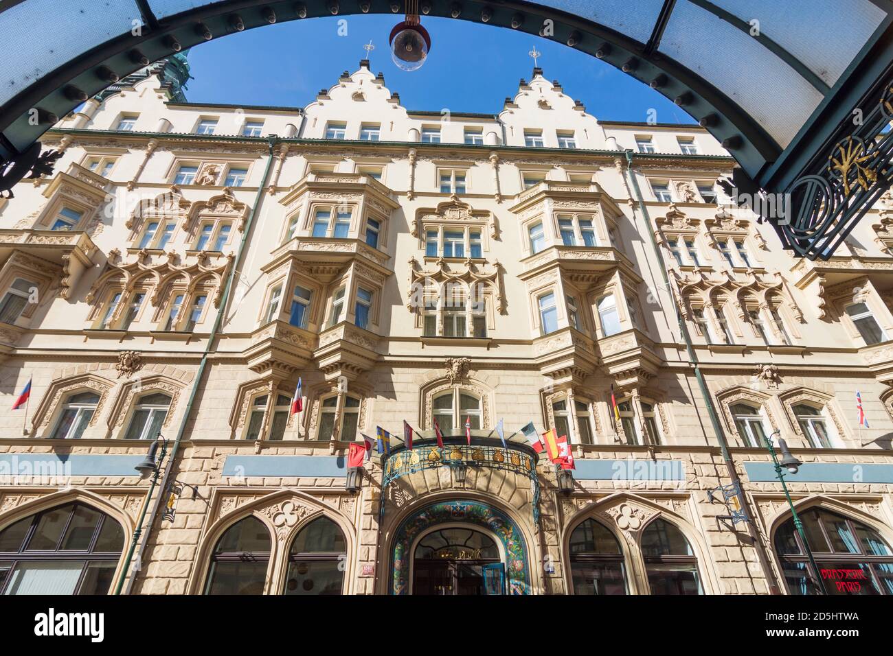 Praha: hotel Pariz (Paris), Art Nouveau building in Nove Mesto, New Town, Praha, Prag, Prague, Czech Stock Photo