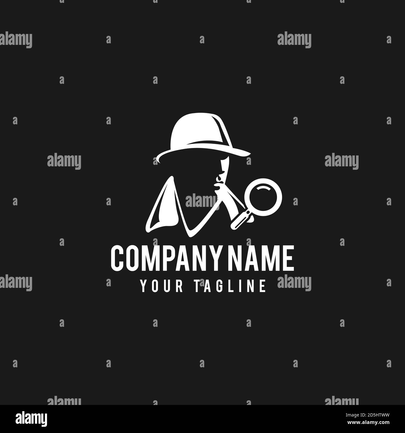 Spy detective design template. Criminal internet hacker logo. Investigation concept. Vector illustration Stock Vector