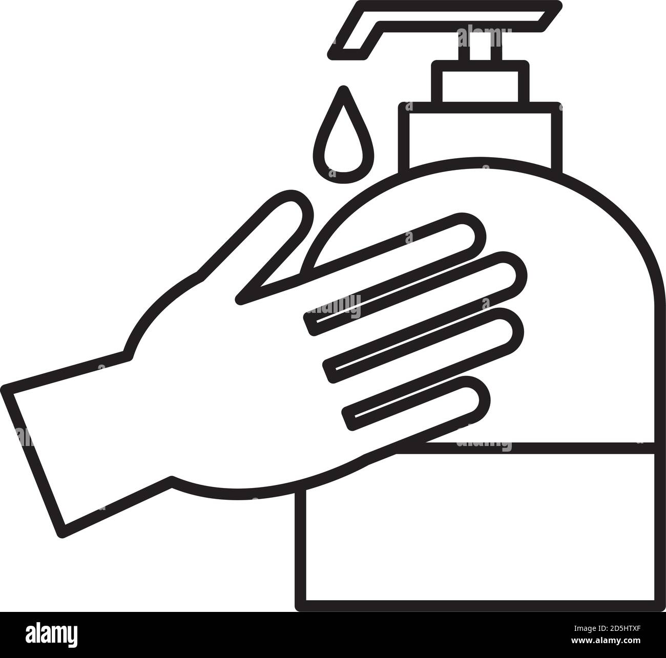 Hand washing with soap bottle line style icon vector design Stock ...