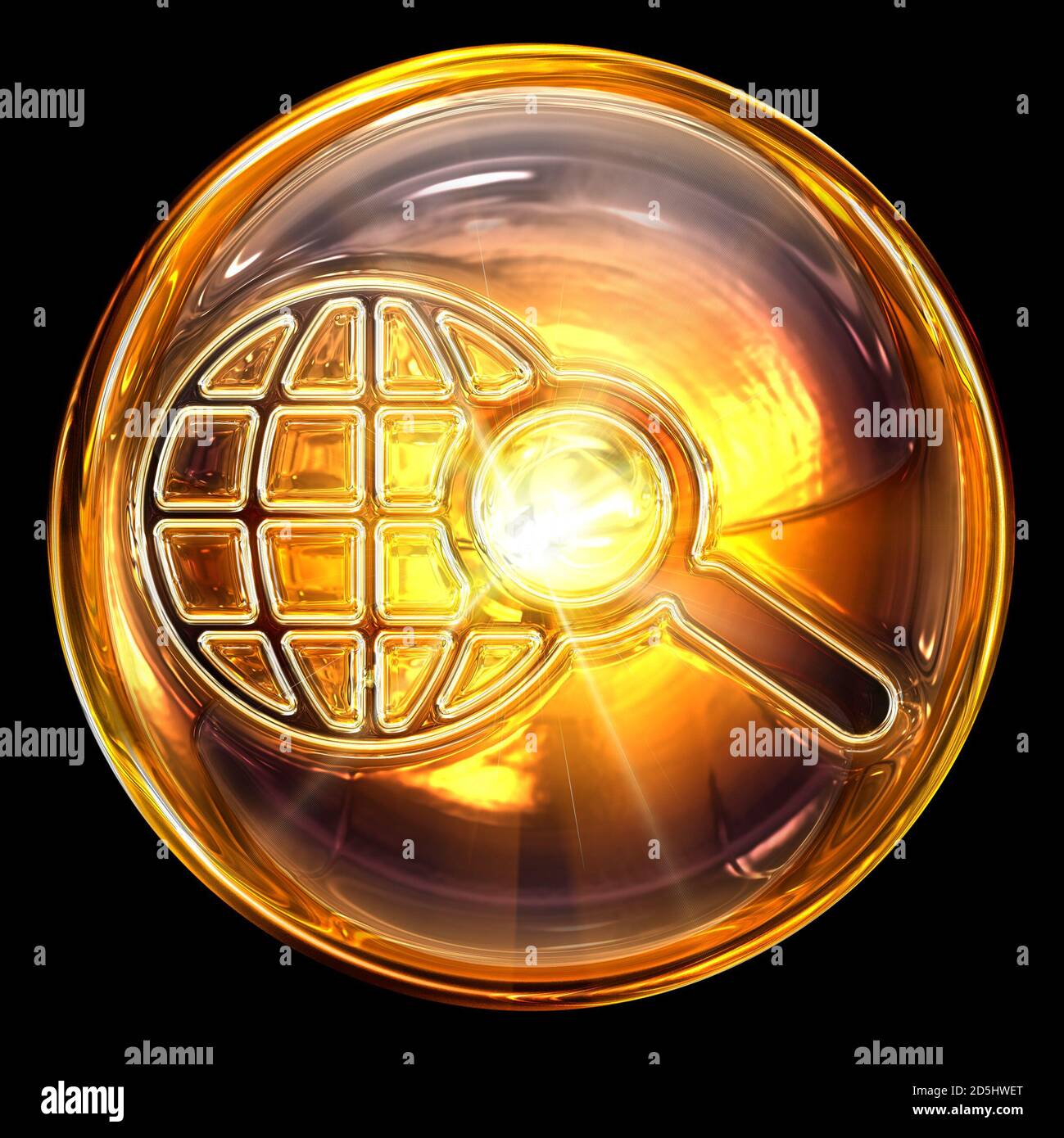 search icon fire, isolated on black background Stock Photo - Alamy