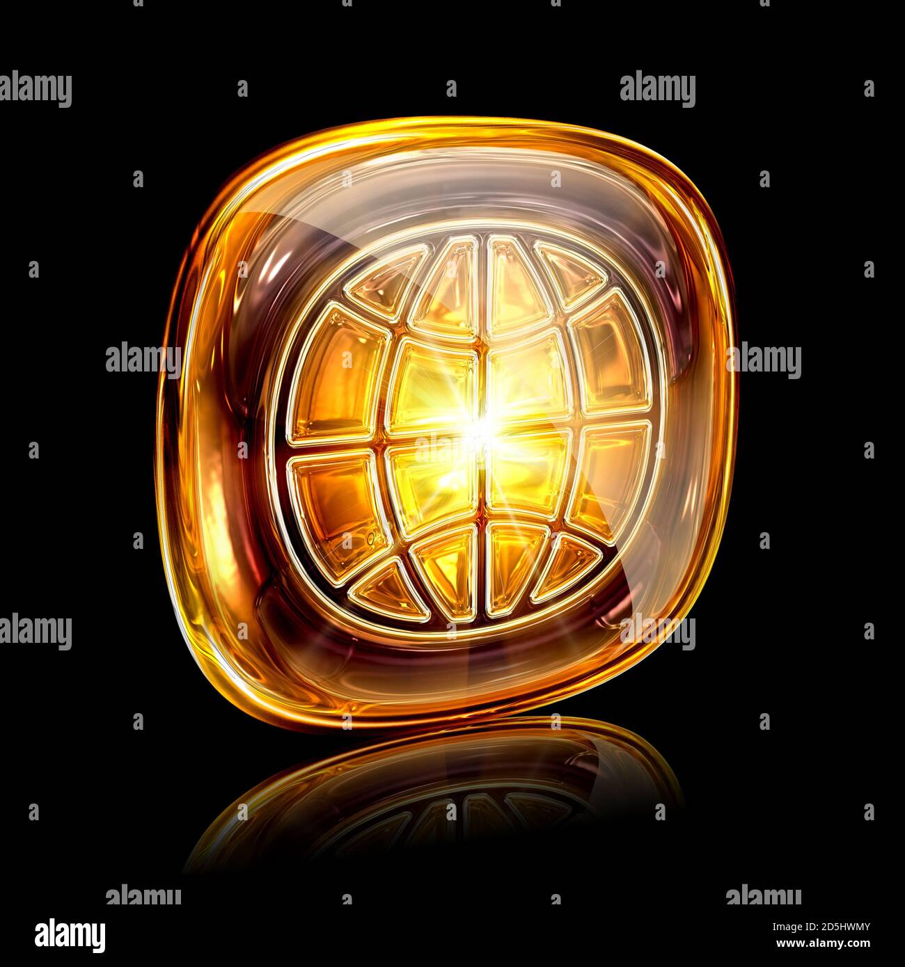 World icon amber, isolated on black background Stock Photo - Alamy