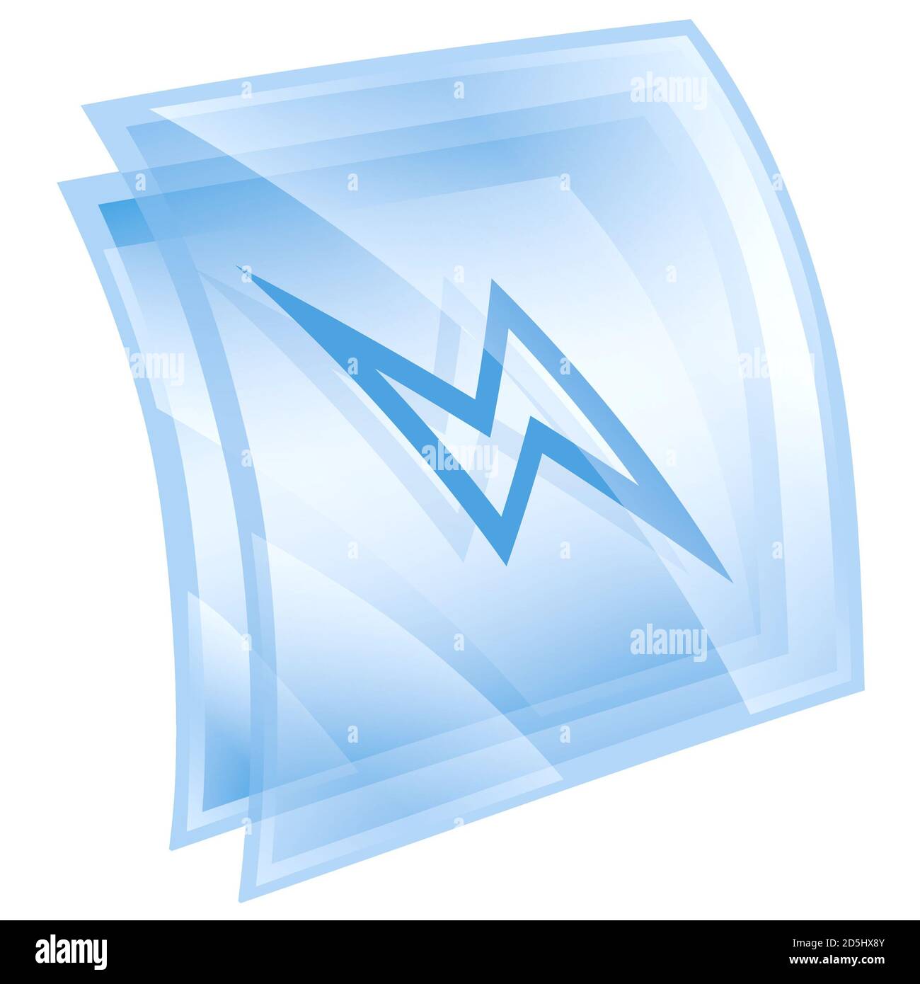 Lightning icon blue, isolated on white background Stock Photo - Alamy