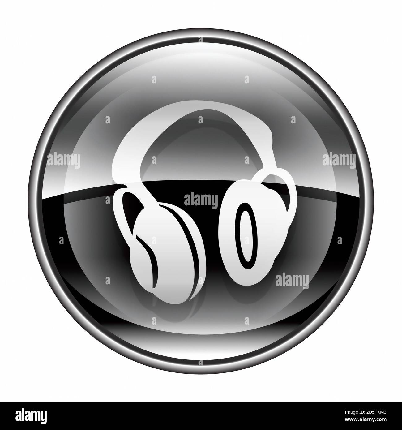 headphones icon black, isolated on white background Stock Photo - Alamy