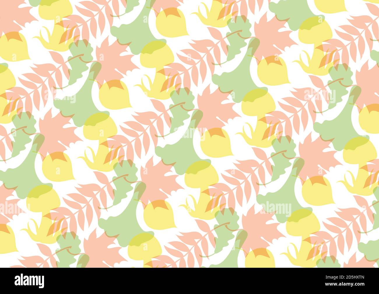 Autumn seamless pattern in linear style with some leaves. Stock Vector