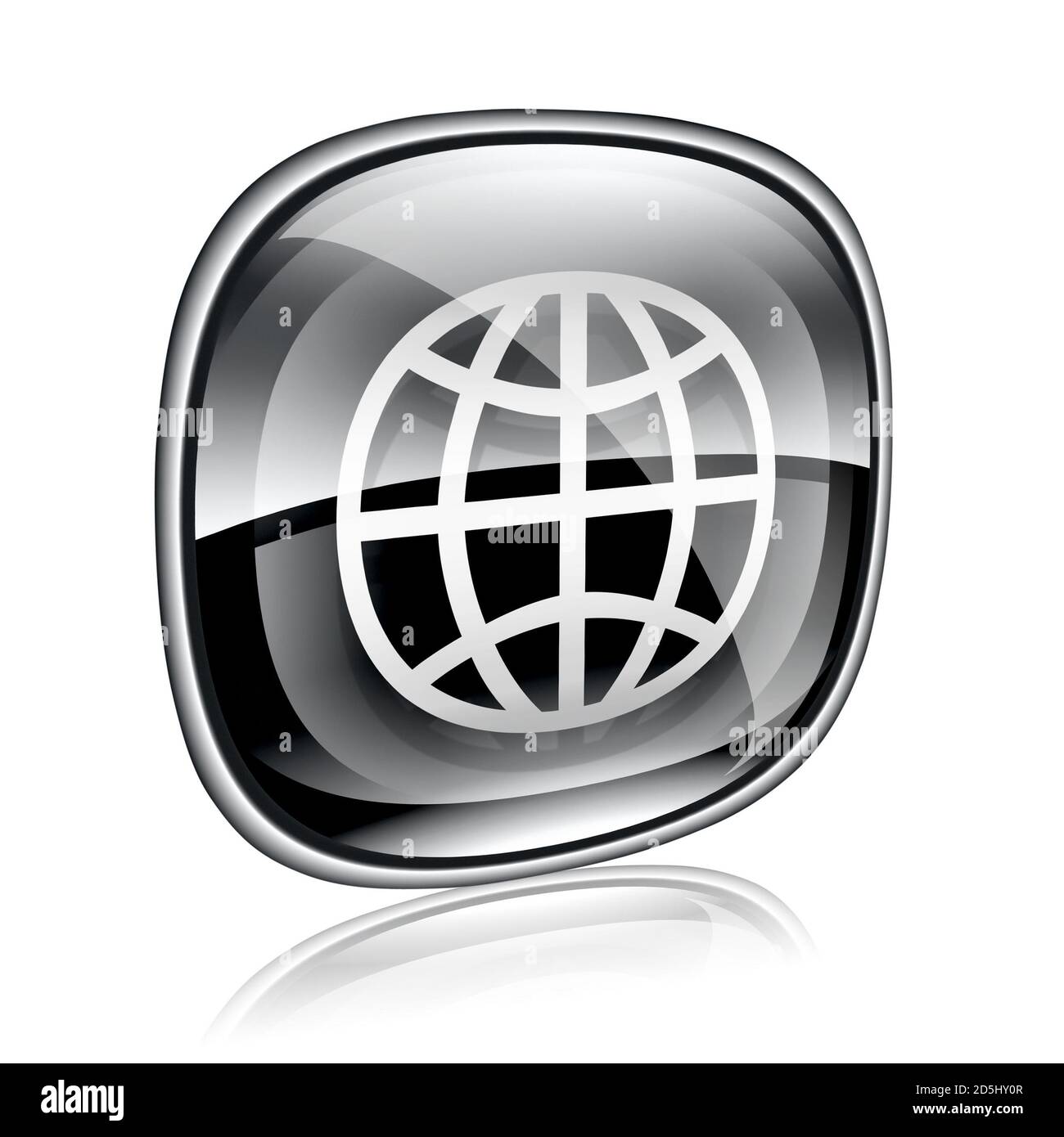 World icon black glass, isolated on white background Stock Photo - Alamy
