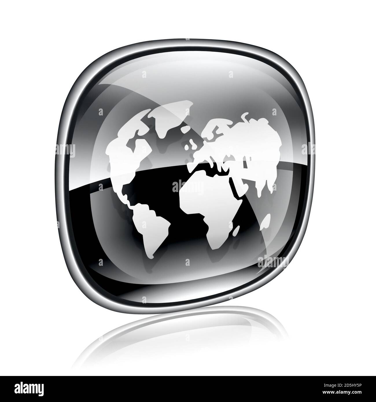 world icon black glass, isolated on white background Stock Photo - Alamy
