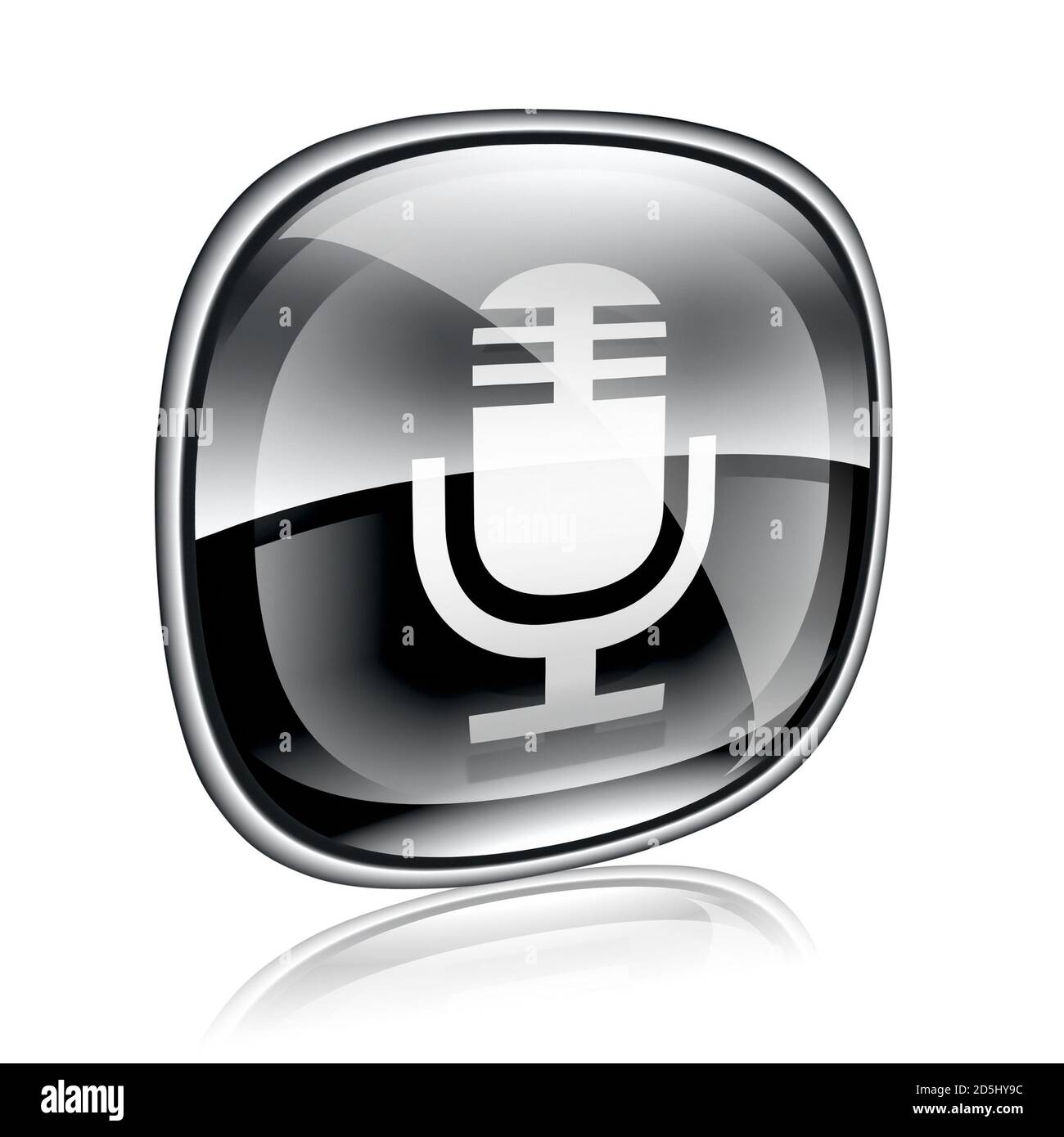 Microphone icon black glass, isolated on white background Stock Photo ...