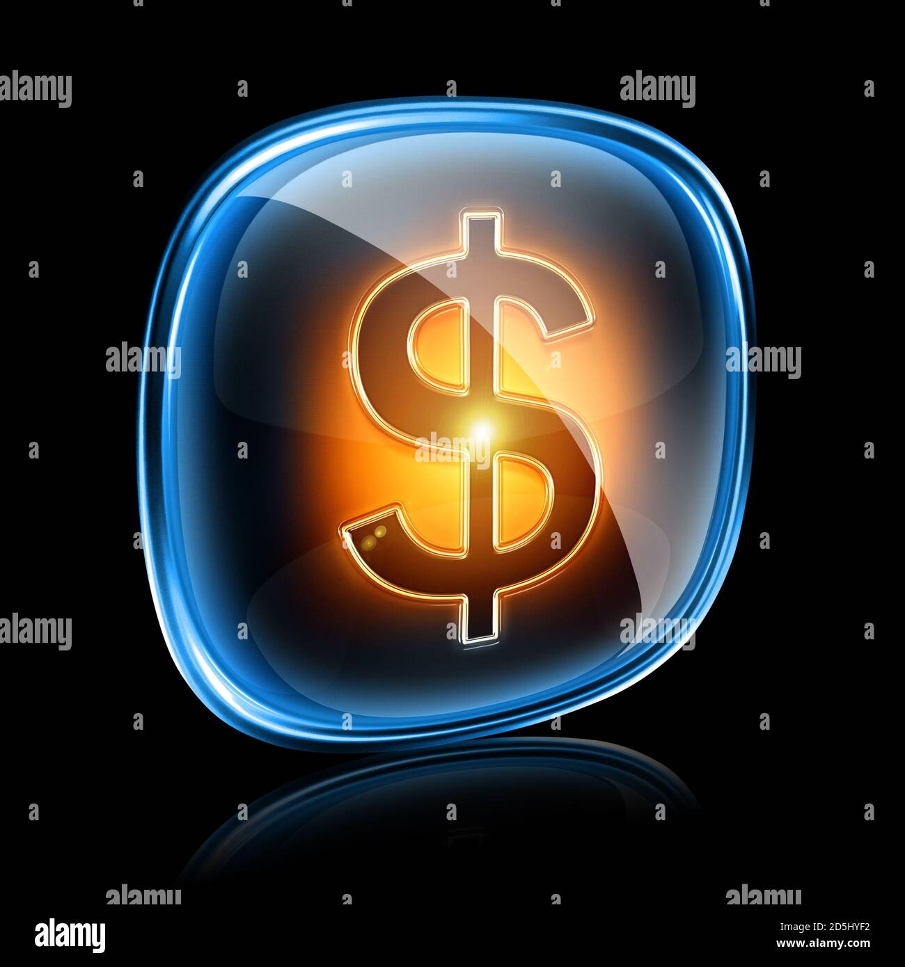 dollar icon neon, isolated on black background Stock Photo - Alamy