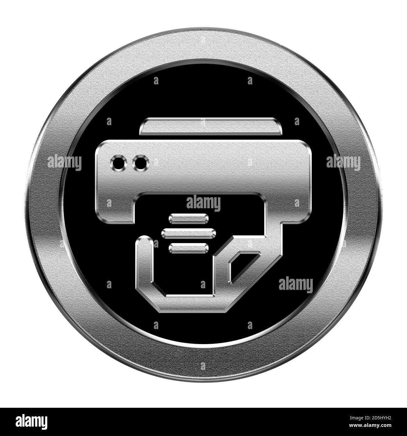 printer icon silver, isolated on white background Stock Photo - Alamy