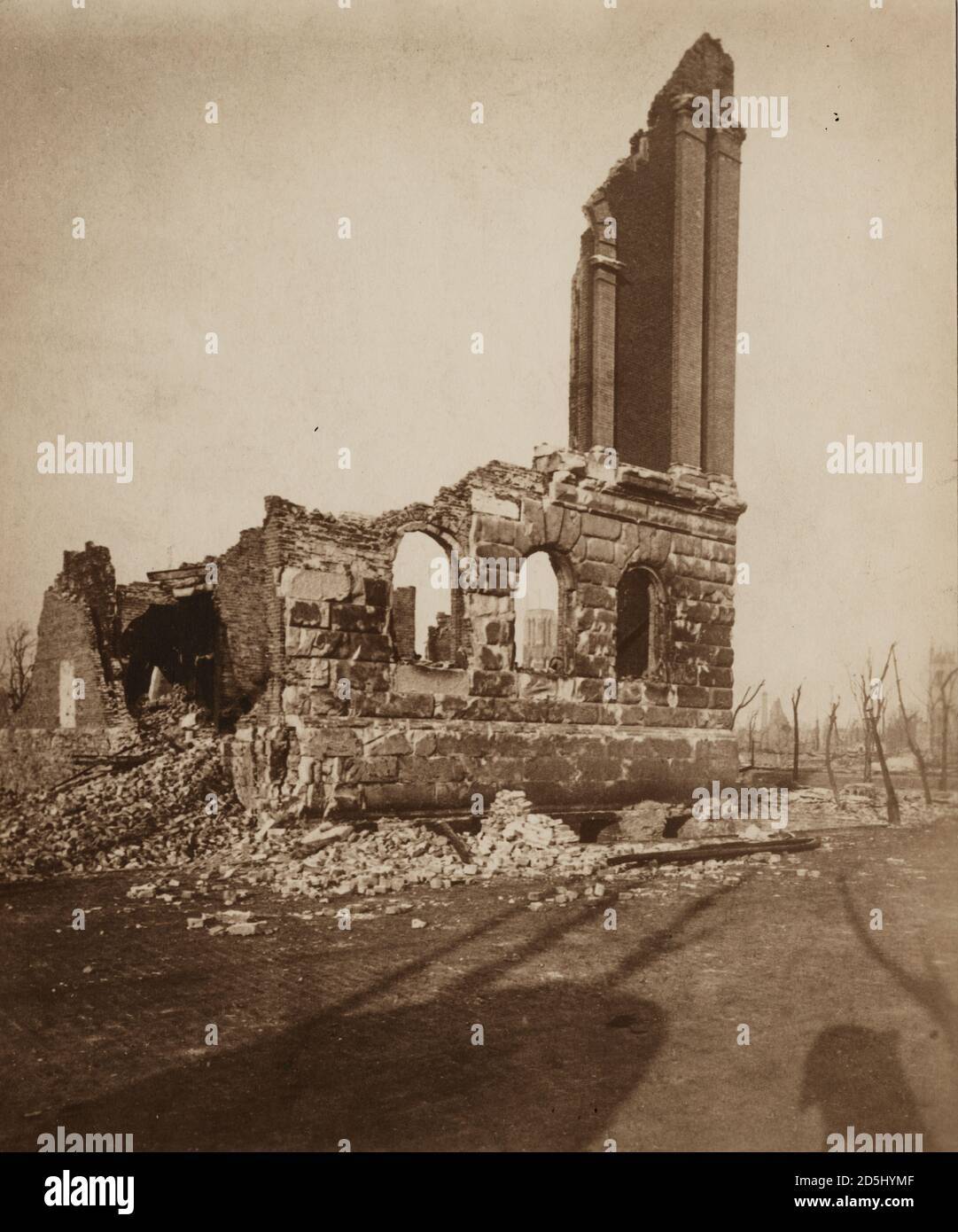 View of the ruins of the Chicago Historical Society building after the