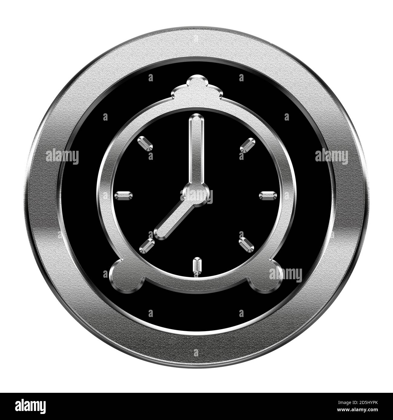 Alarm clock icon silver, isolated on white background Stock Photo - Alamy