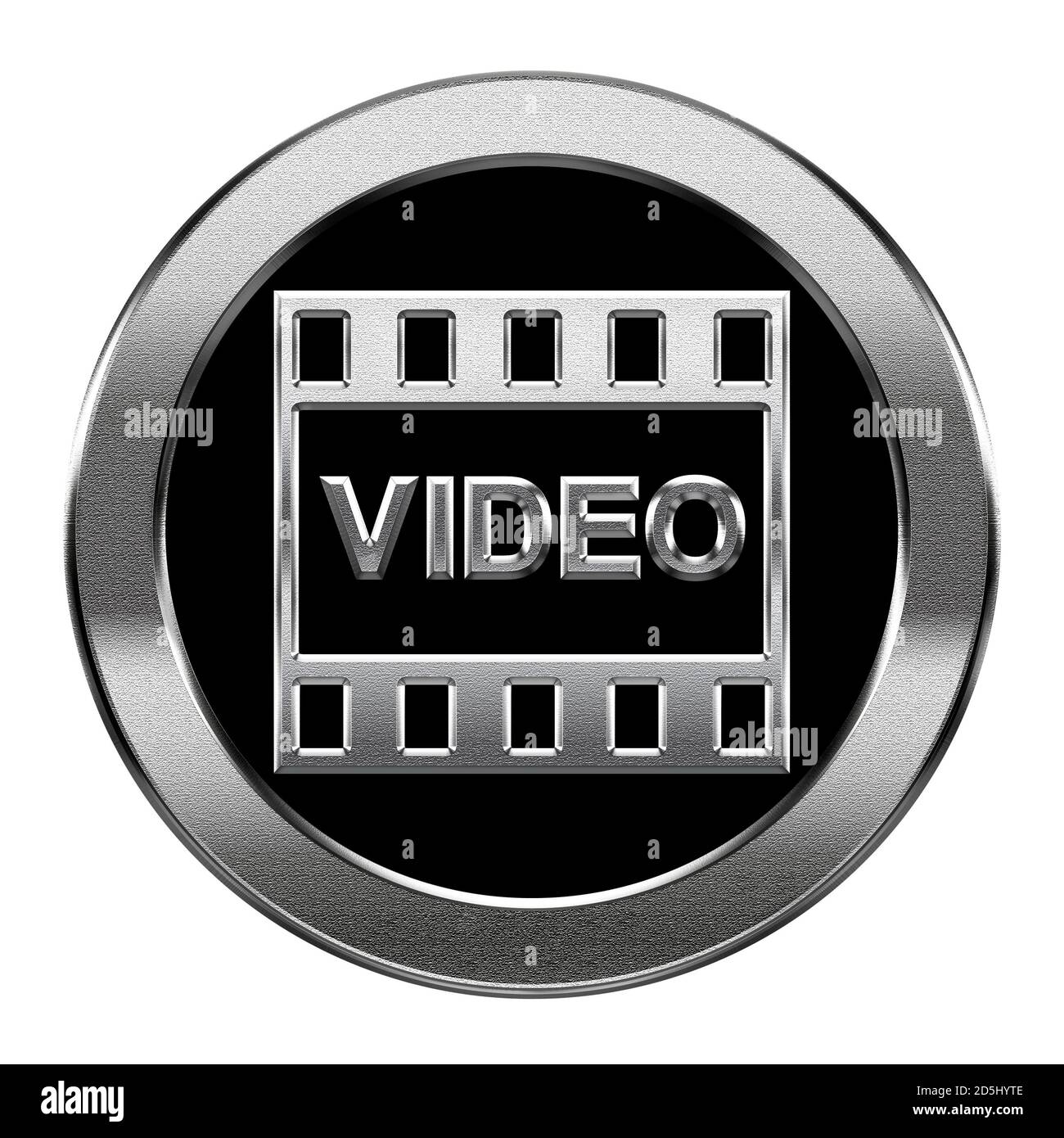 Film icon silver, isolated on white background Stock Photo - Alamy