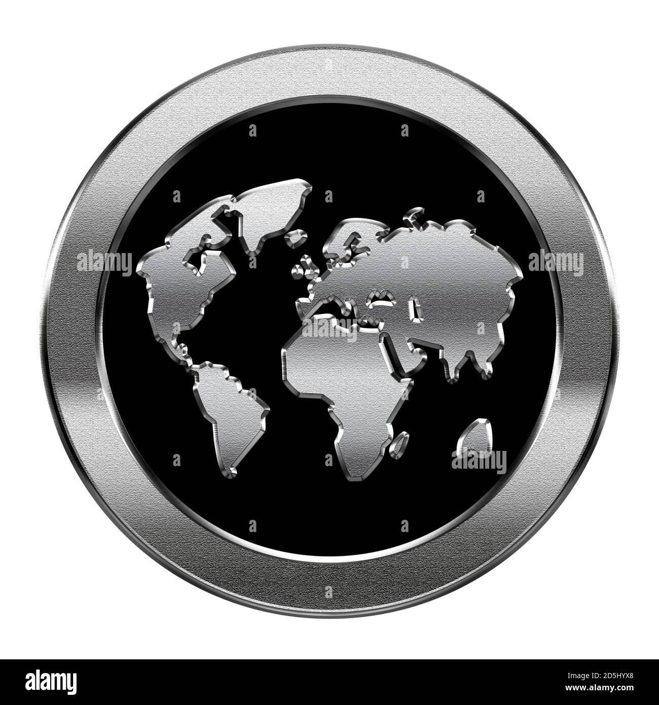 world icon silver, isolated on white background Stock Photo - Alamy