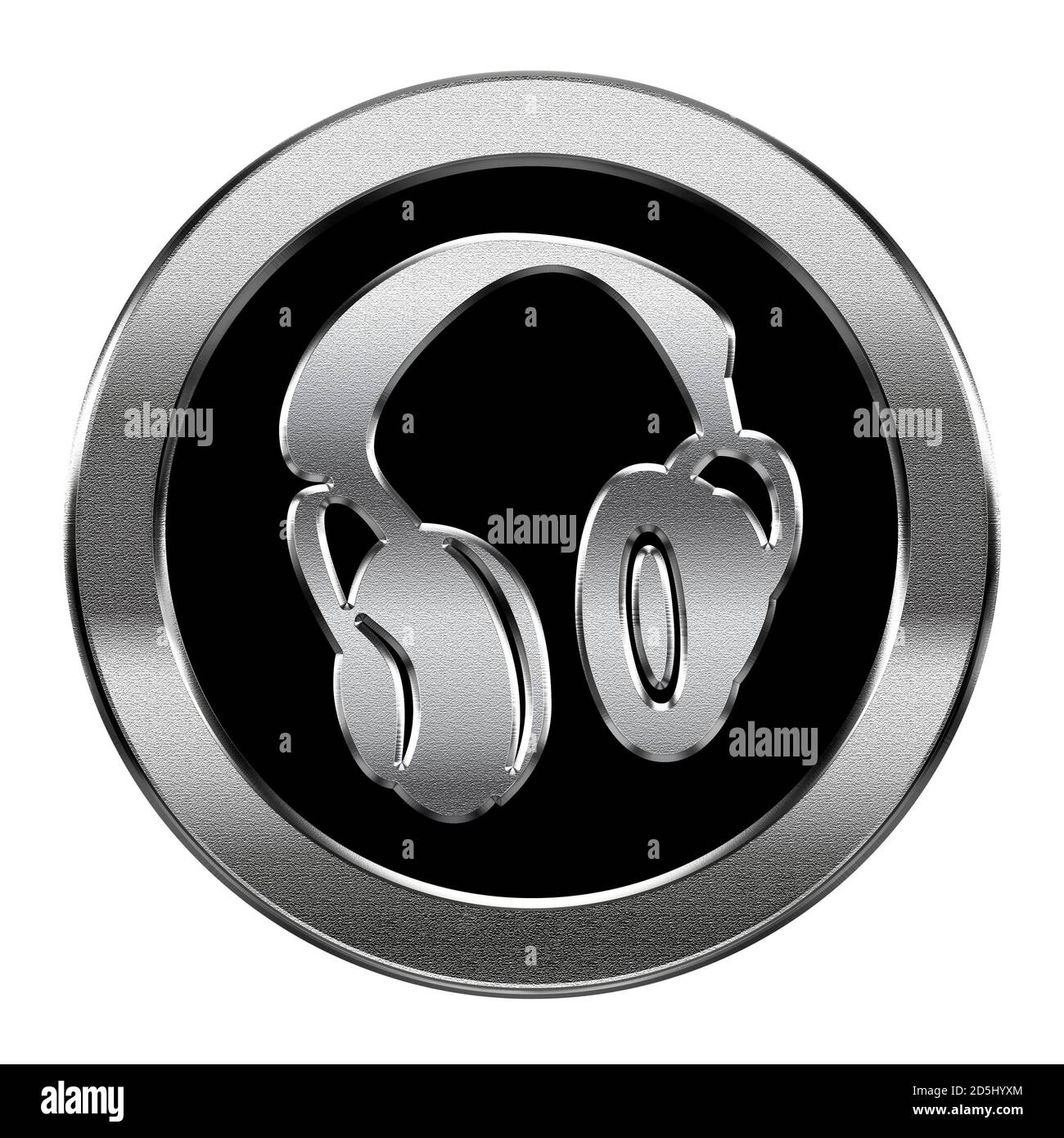 headphones icon silver, isolated on white background Stock Photo - Alamy