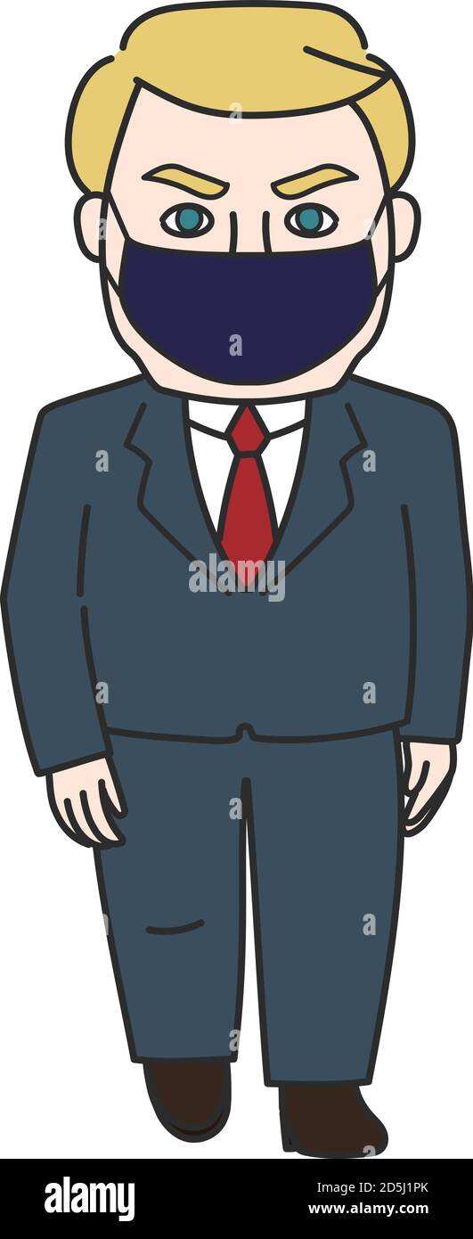 Man with blond hair wearing a mask. Vector illustration isolated on white background. Stock Vector