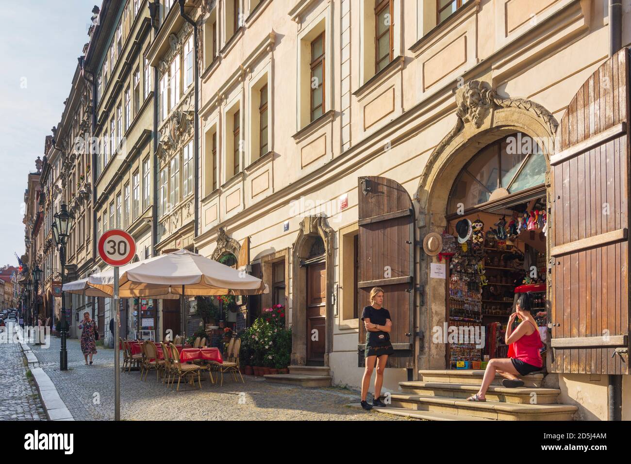Praha alley Nerudova Street, restaurant in Mala Strana, Lesser Town