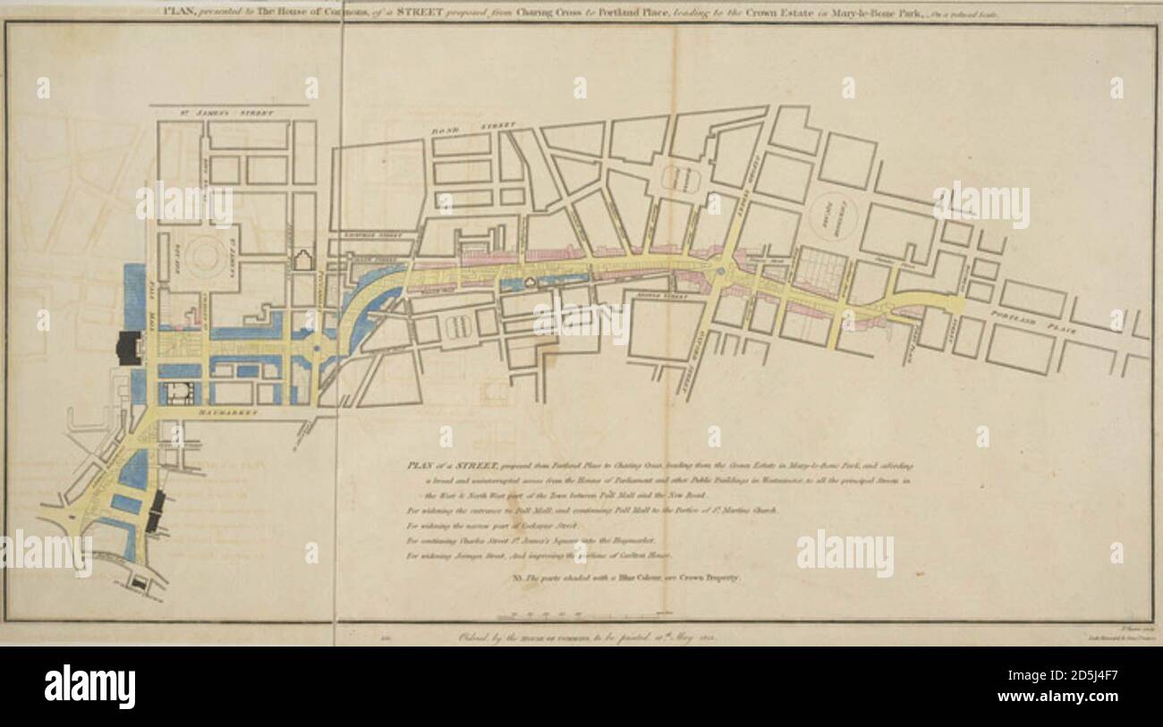 Regent Street proposal, published 1813 Stock Photo