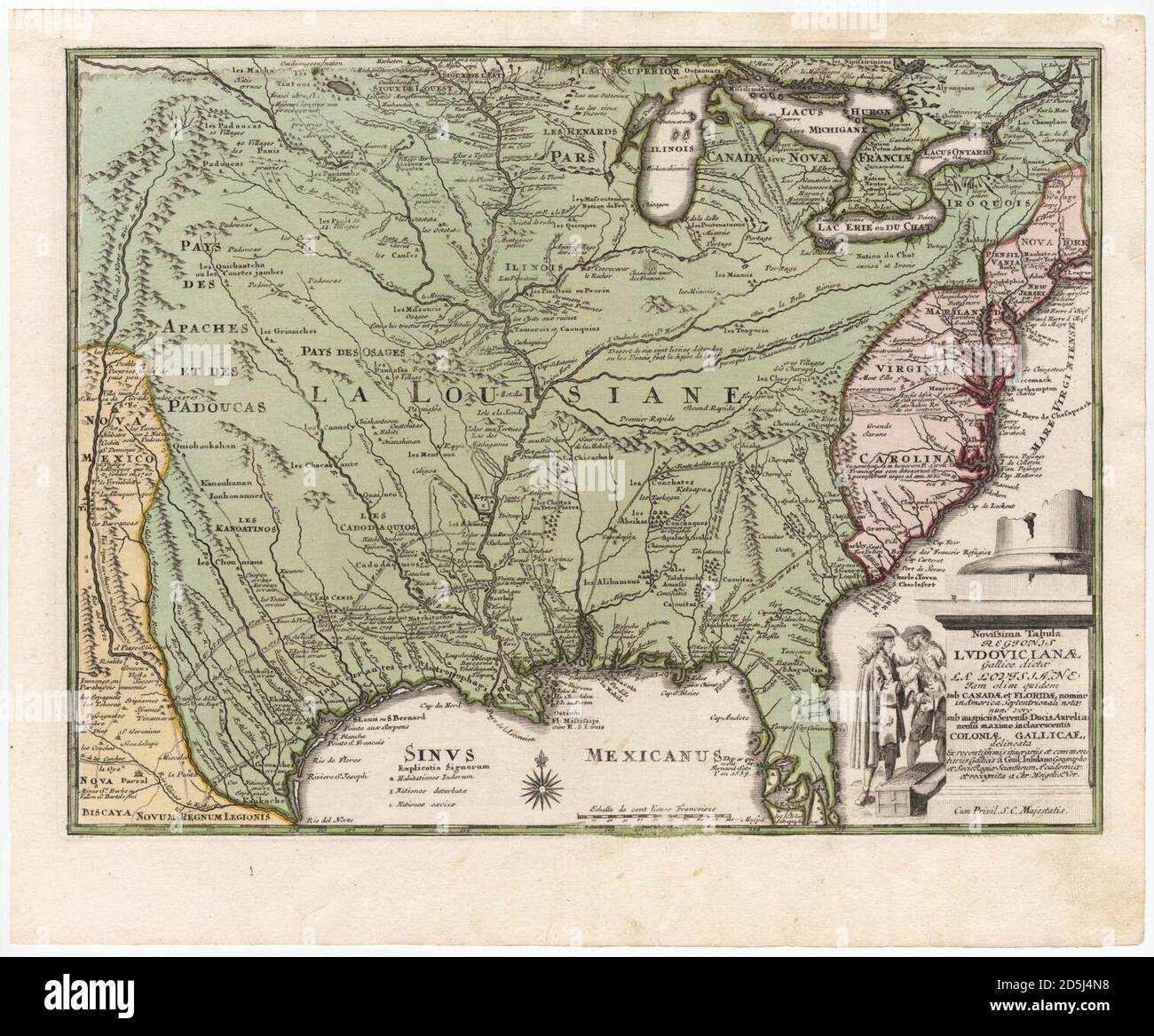 A map of Louisiana by Christoph Weigel, published in 1734 Stock Photo