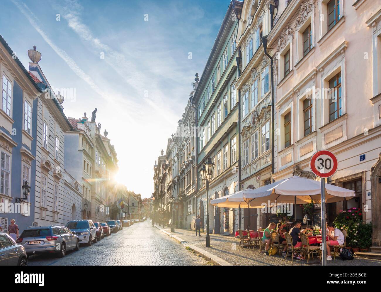 Praha alley Nerudova Street, restaurant in Mala Strana, Lesser Town
