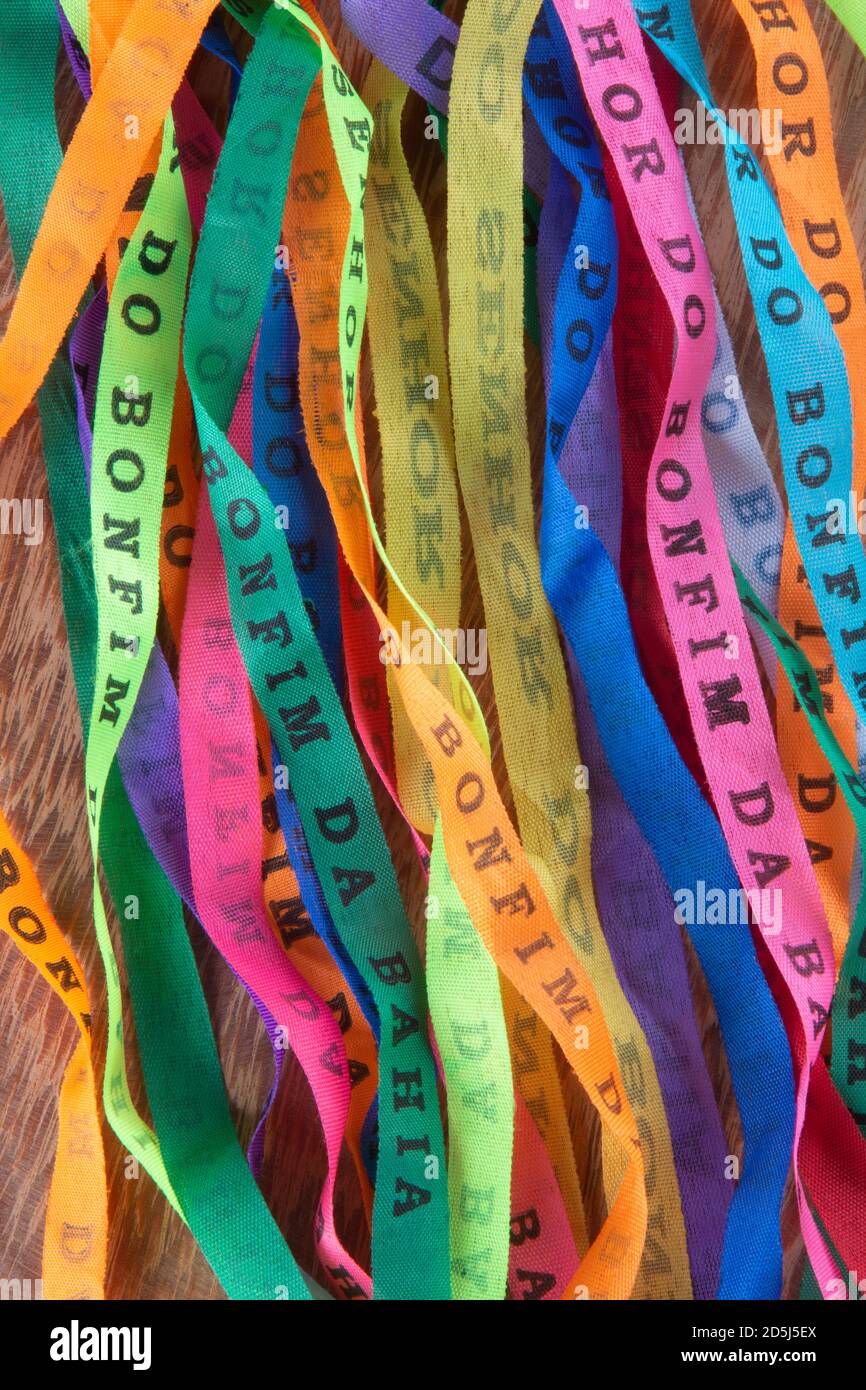 Ribbons of Senhor do Bonfim. Translation. Souvenir of the Lord of Bonfim of  Bahia Stock Photo - Alamy