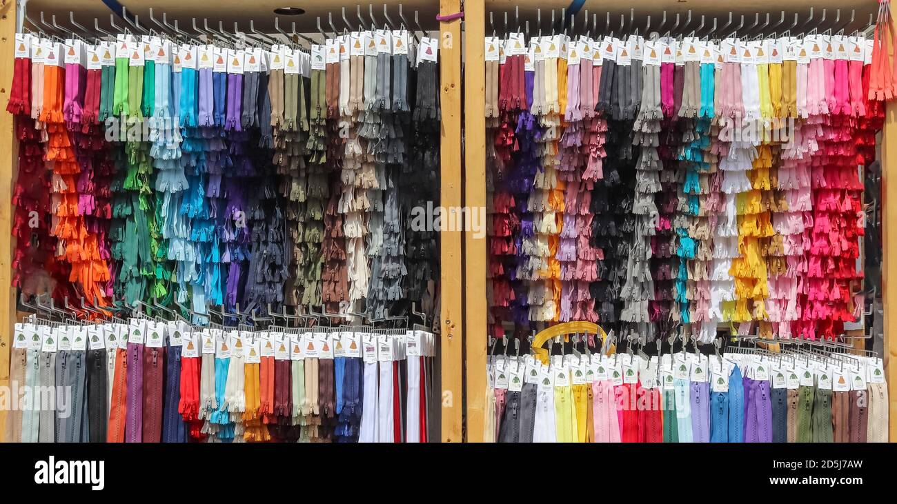 Fabric assortment display hi-res stock photography and images - Alamy