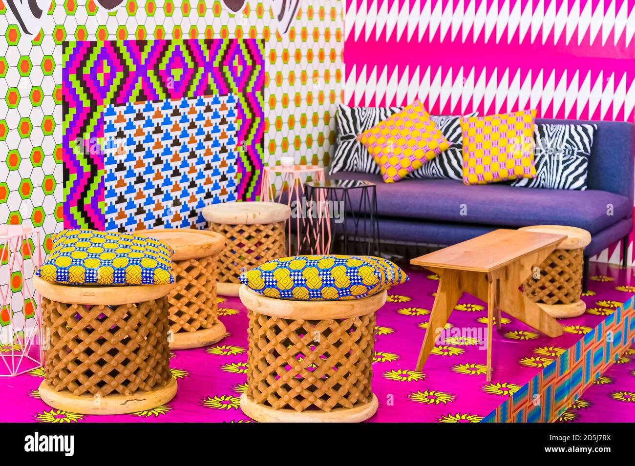 Colorful unique design of a house with different patterns Stock Photo ...