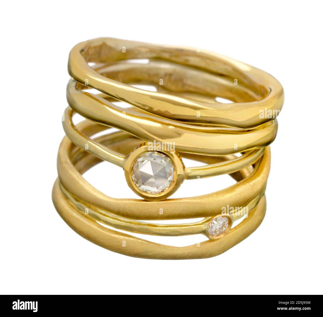 ippolita gold and diamond ring photographed on a white background Stock Photo