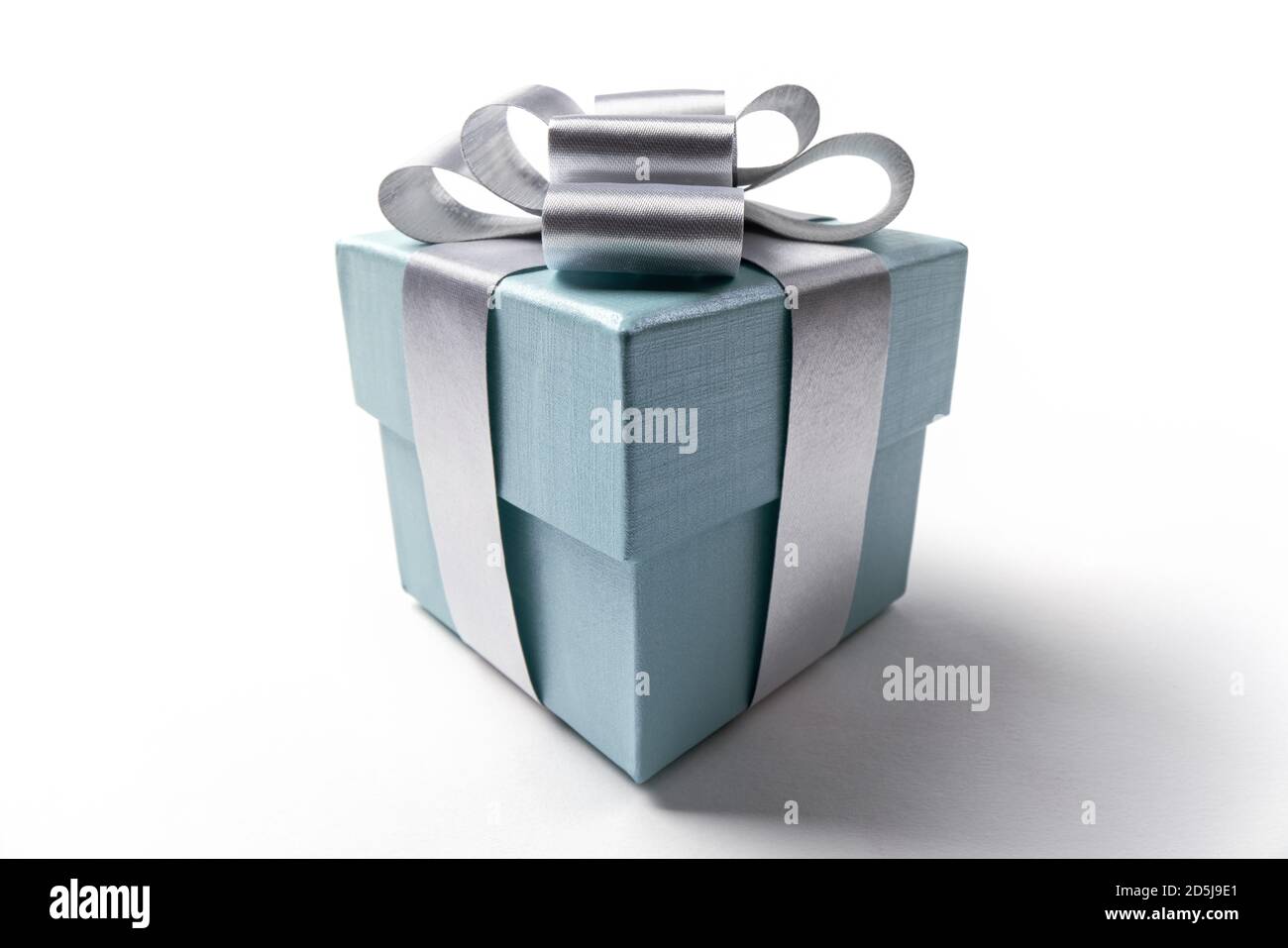 Blue Gift Box on White Background Stock Photo